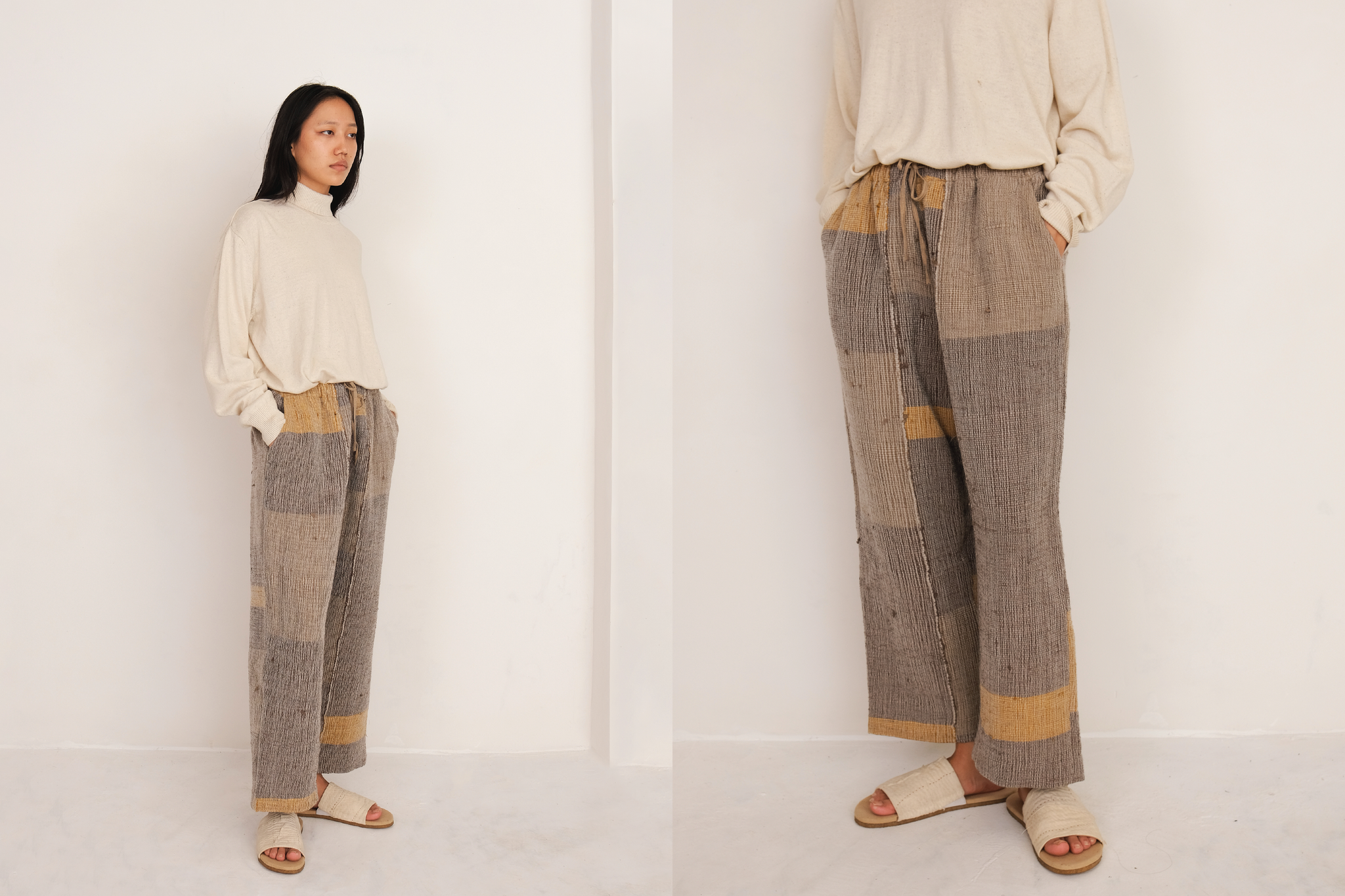 パンツ ANDWANG Tweed classic mini pants Tweed trousers with chain belt Blue For Women | Maje