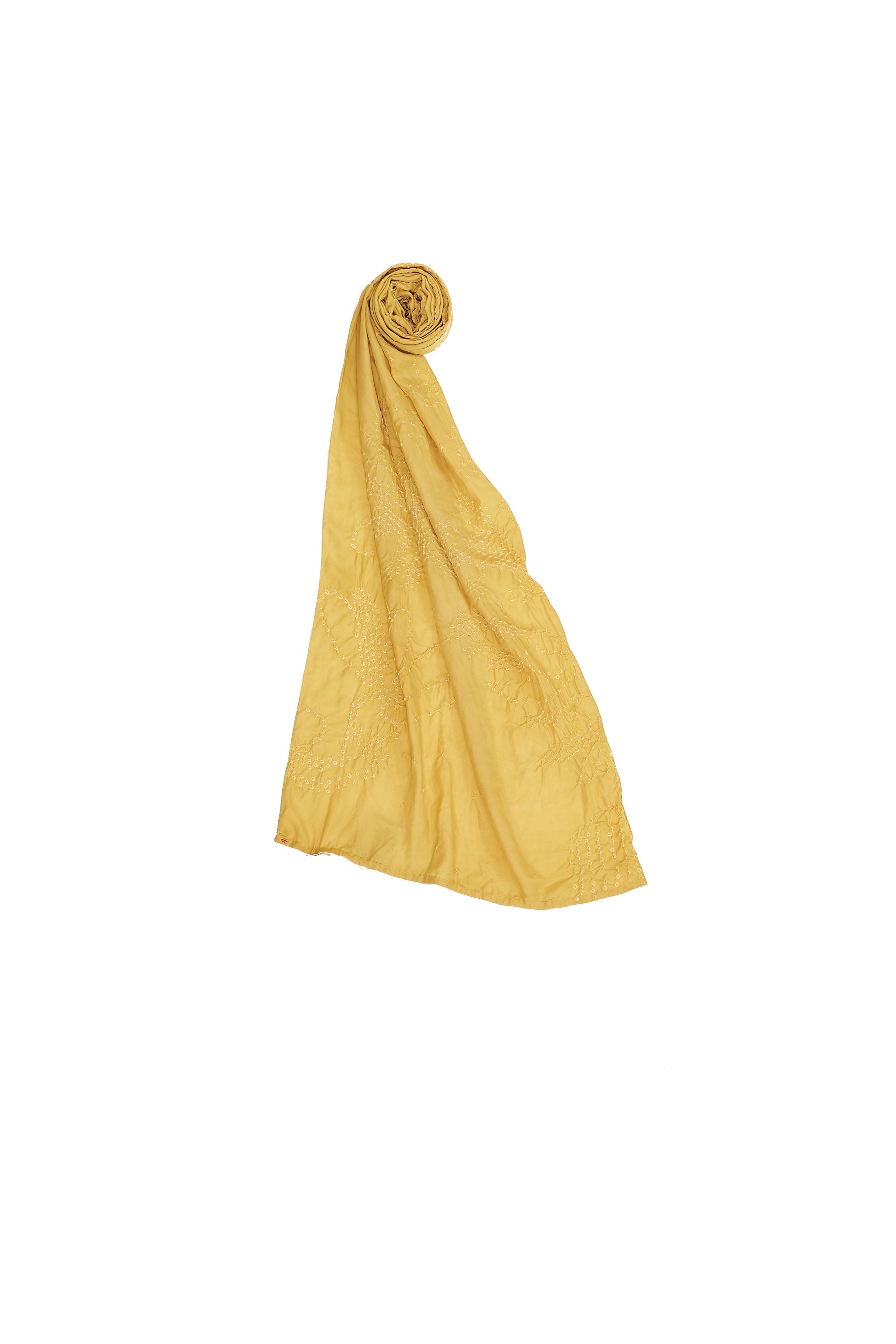 OCHRE YELLOW SILK WITH BANDHANI SCARF