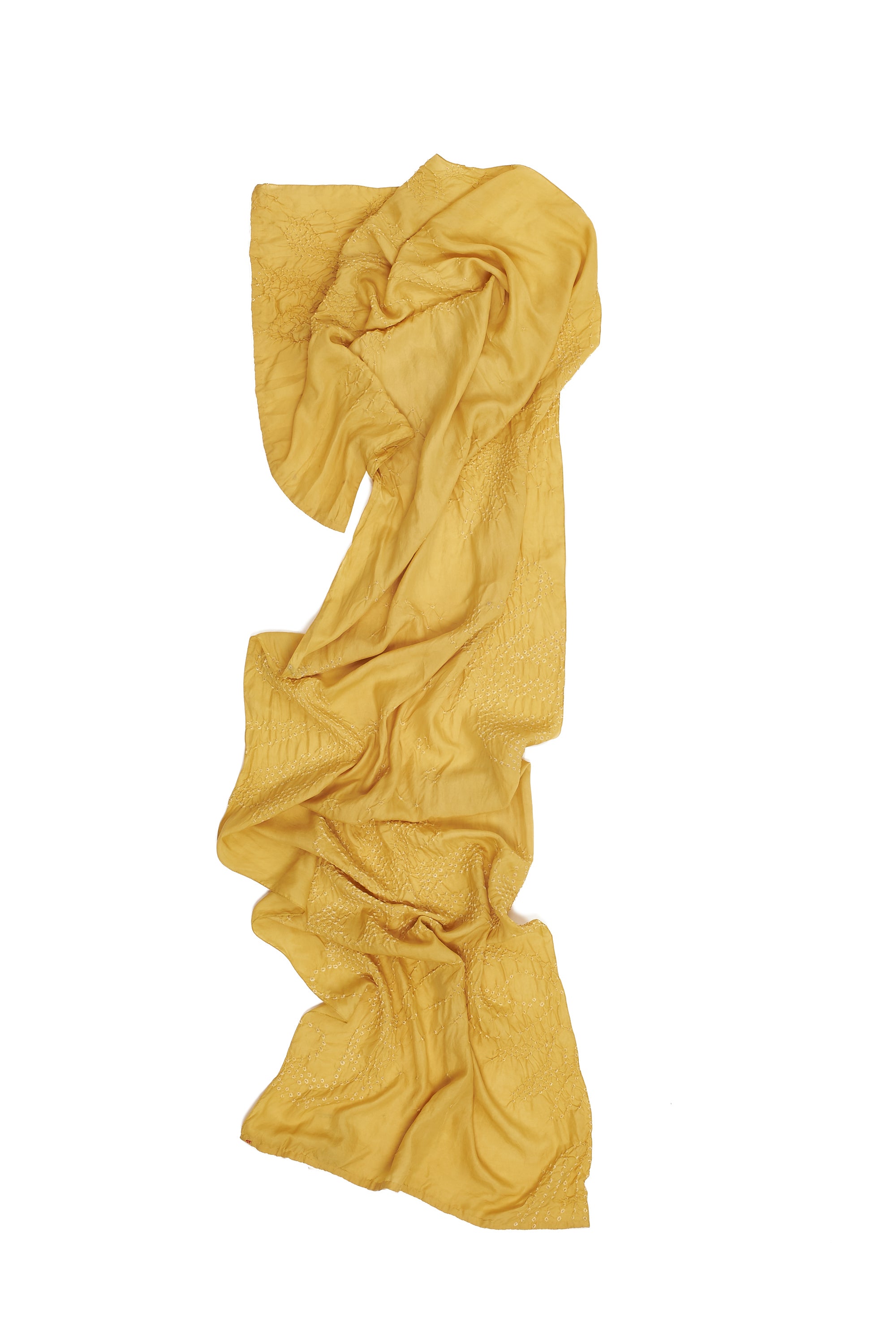 OCHRE YELLOW SILK WITH BANDHANI SCARF
