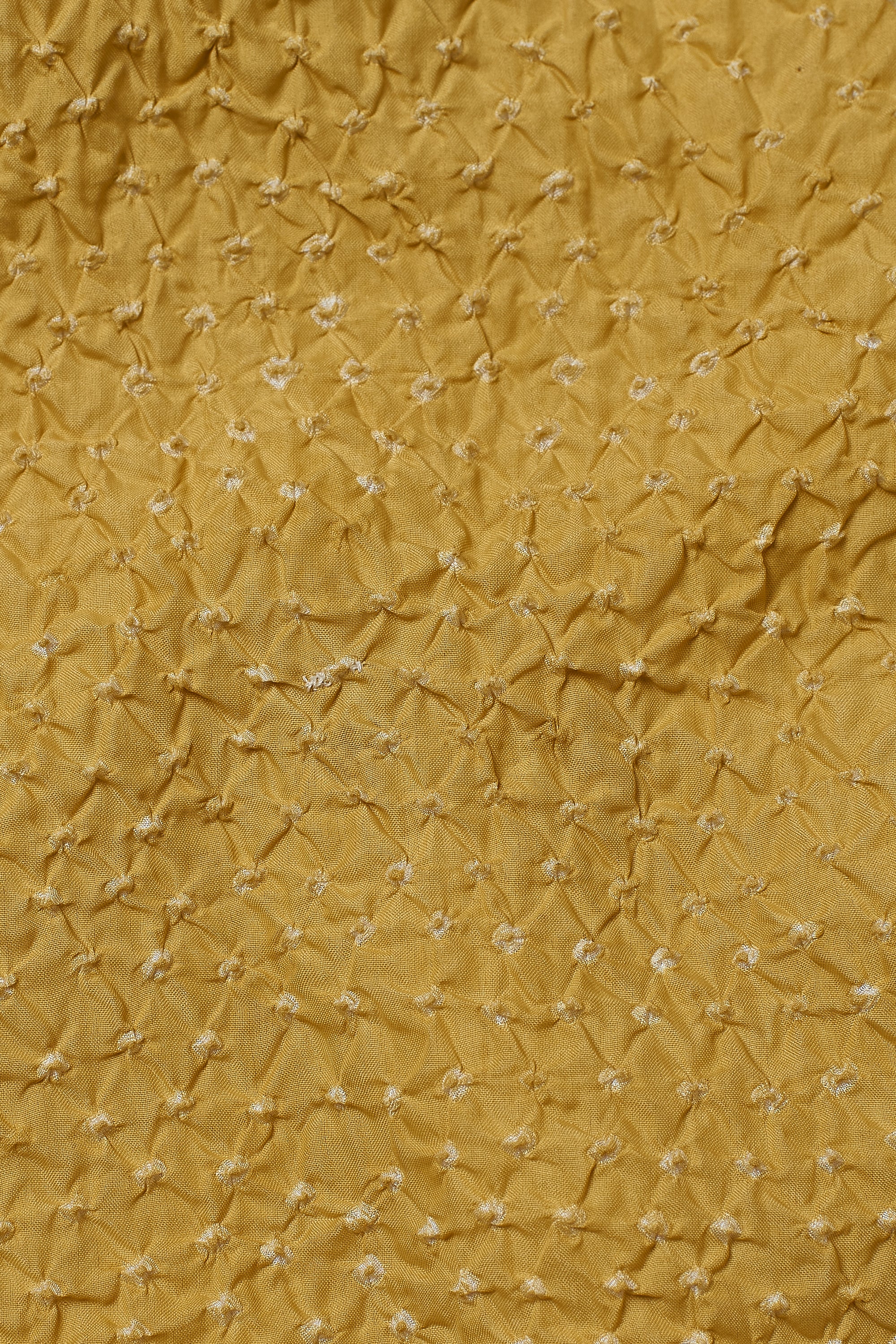 OCHER YELLOW SILK BANDHANI SCARF
