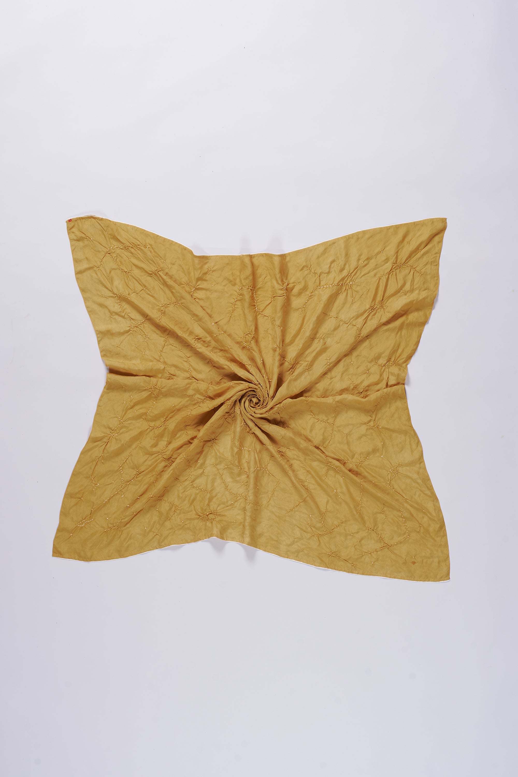 OCHRE YELLOW SILK WITH BANDHANI SCARF