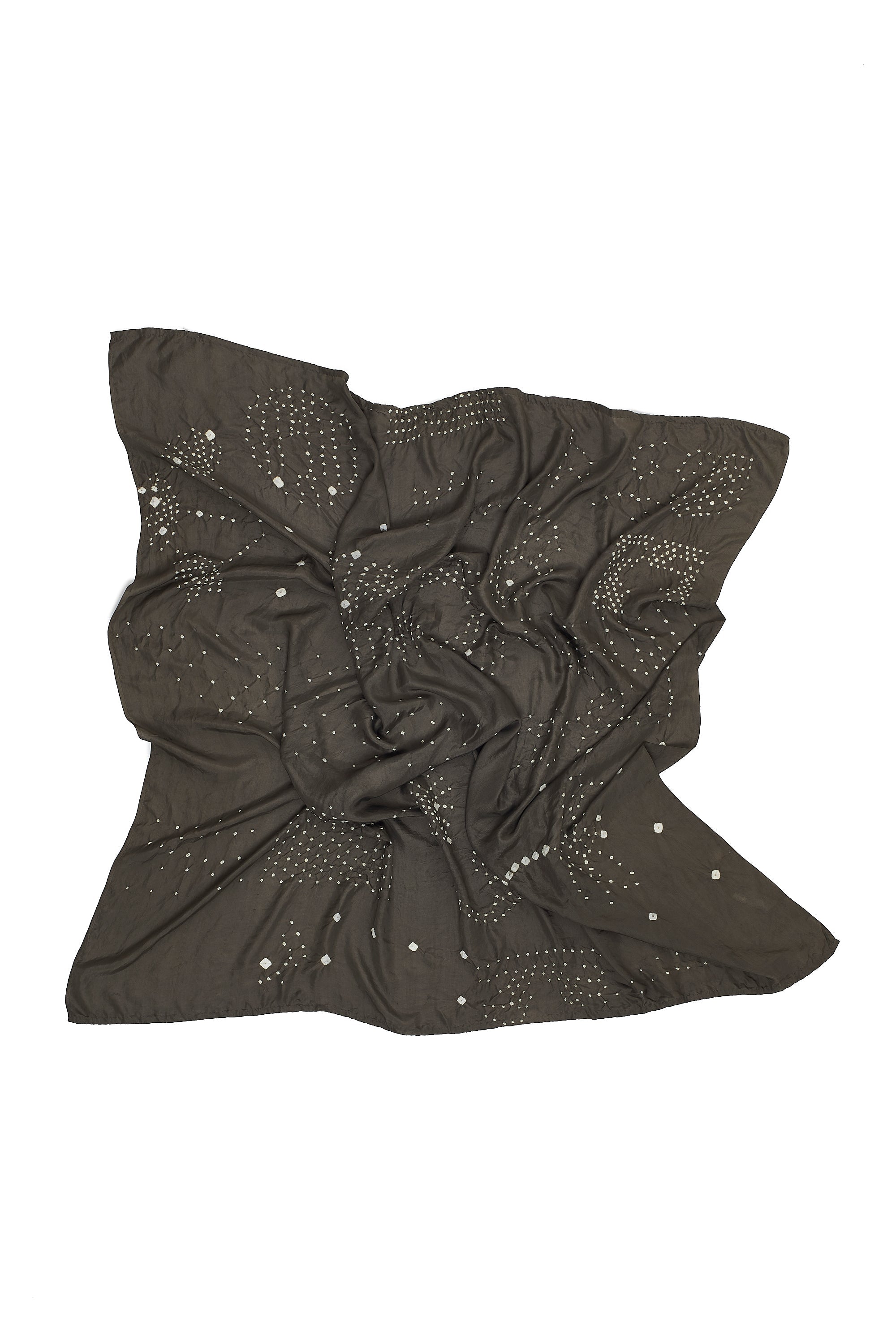 CHARCOAL SILK WITH BANDHANI SCARF