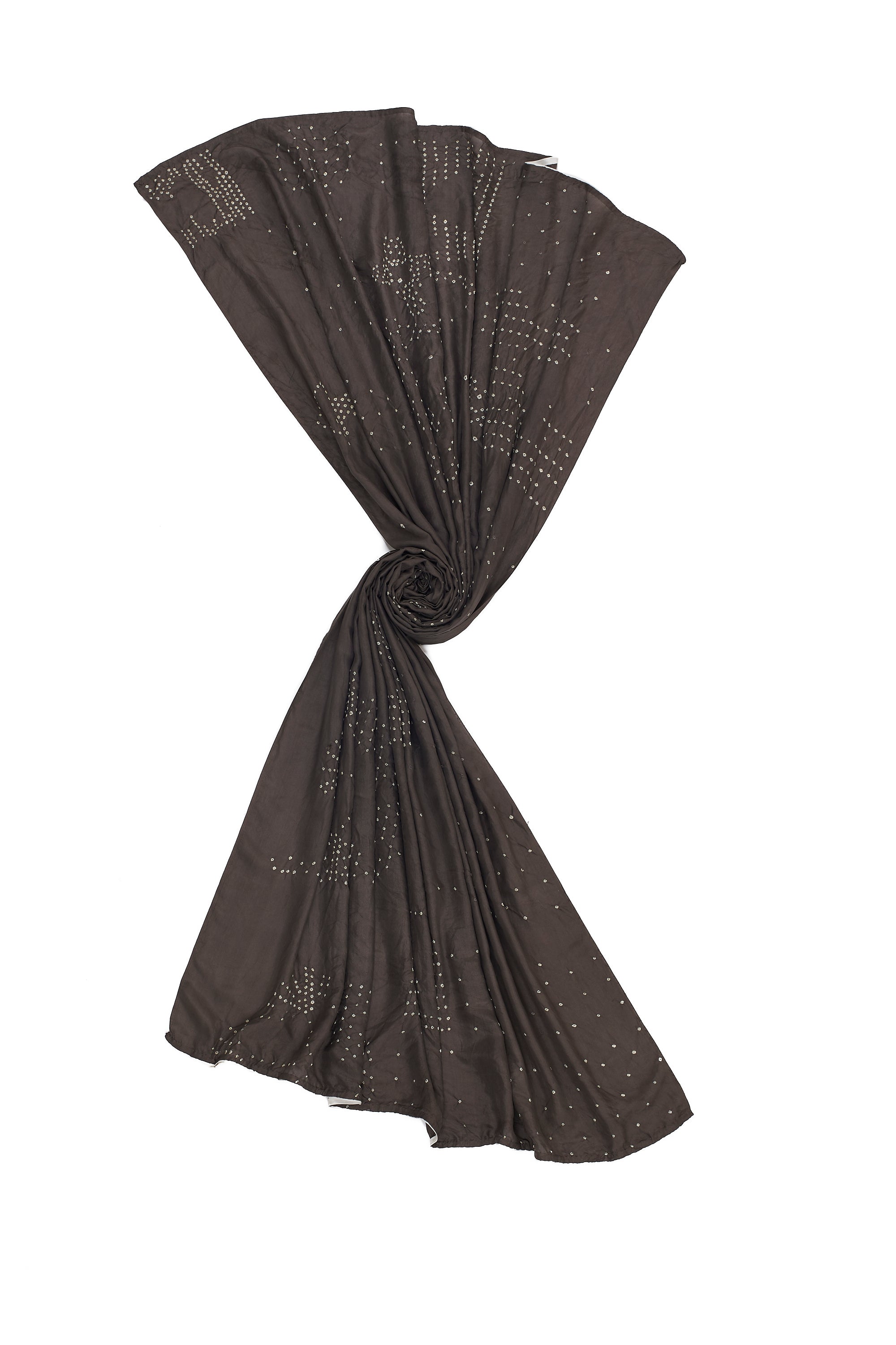 CHARCOAL SILK WITH BANDHANI SCARF