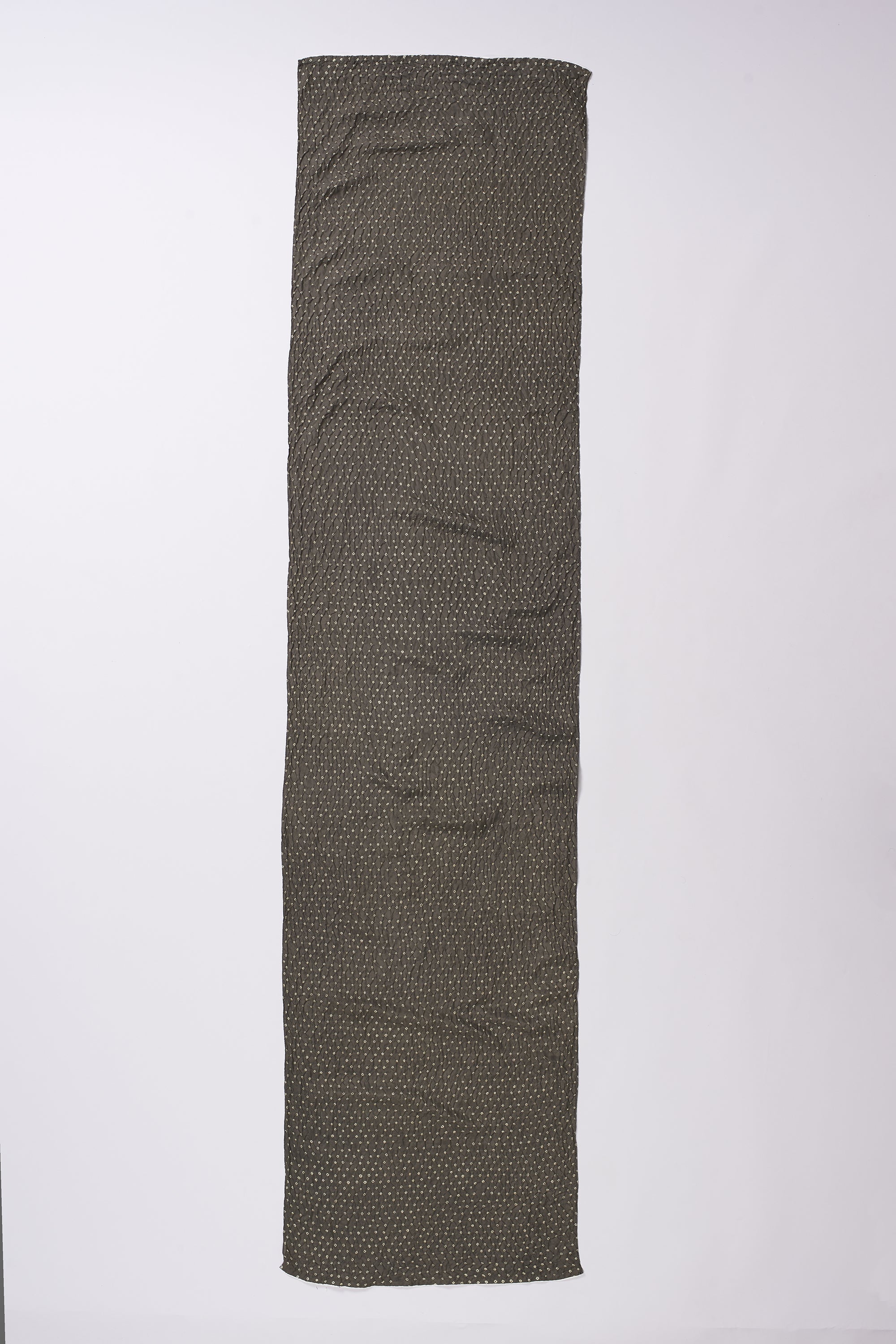 Charcoal Silk With Bandhani Scarf