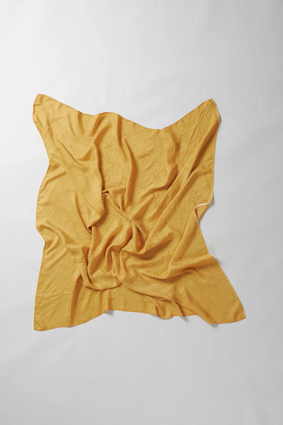 Ochre Yellow Silk With Bandhani Scarf