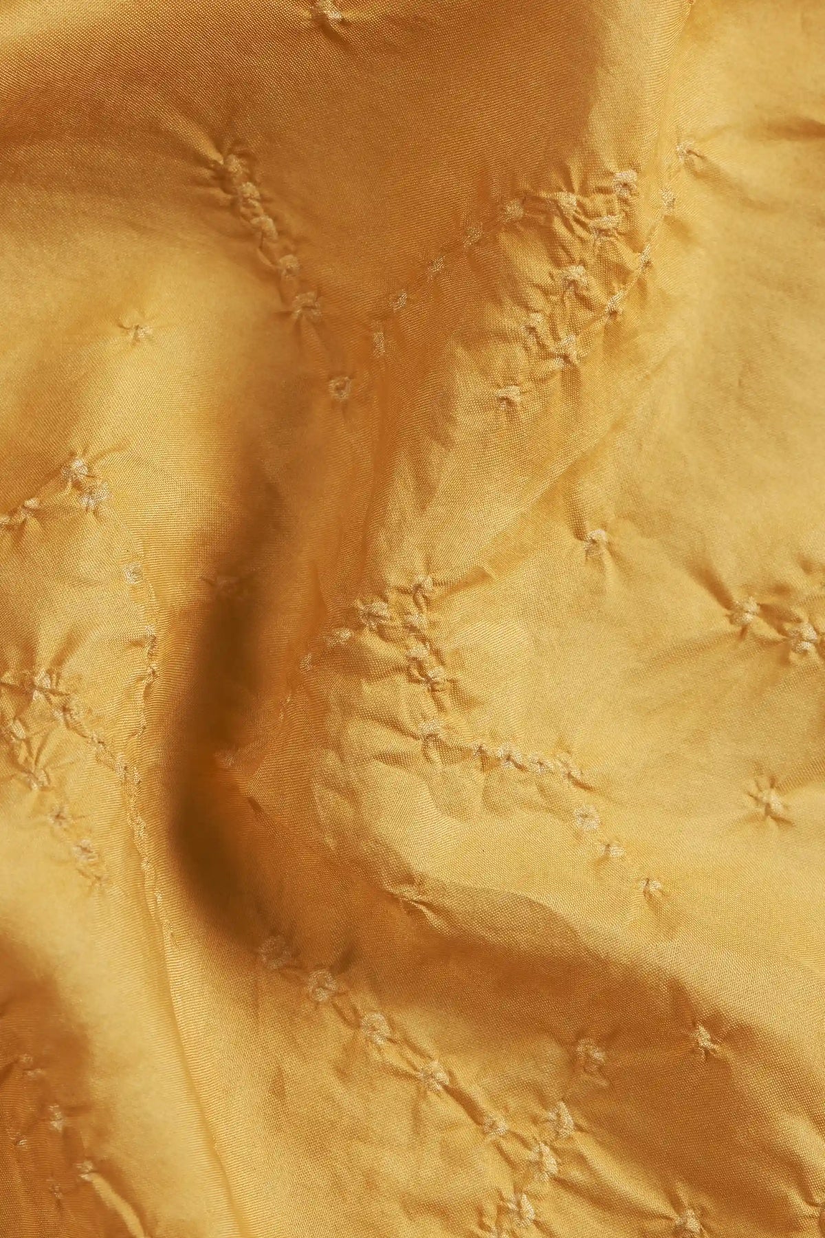 Ochre Yellow Silk With Bandhani Scarf