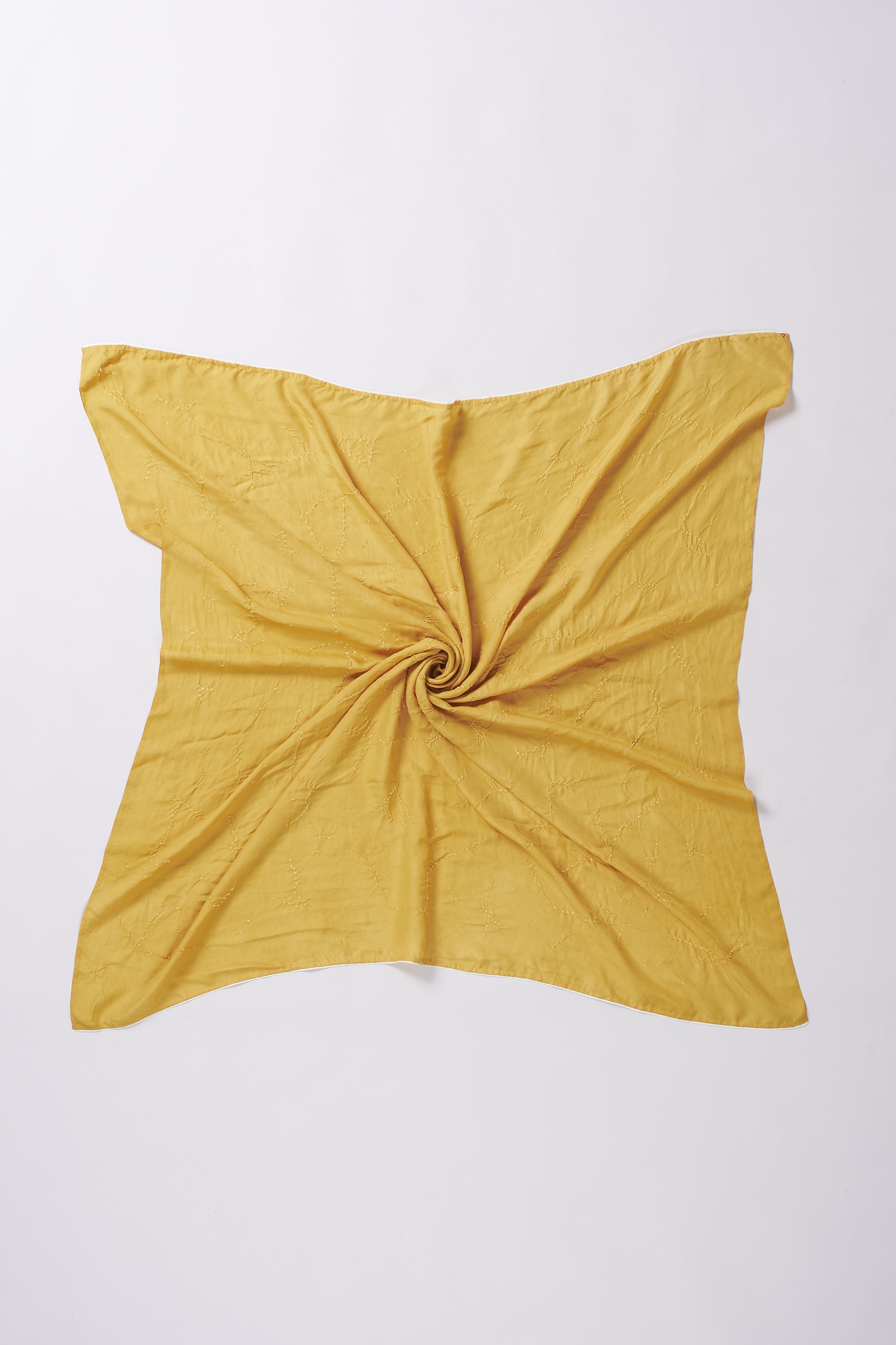 OCHER YELLOW SILK WITH BANDHANI SCARF