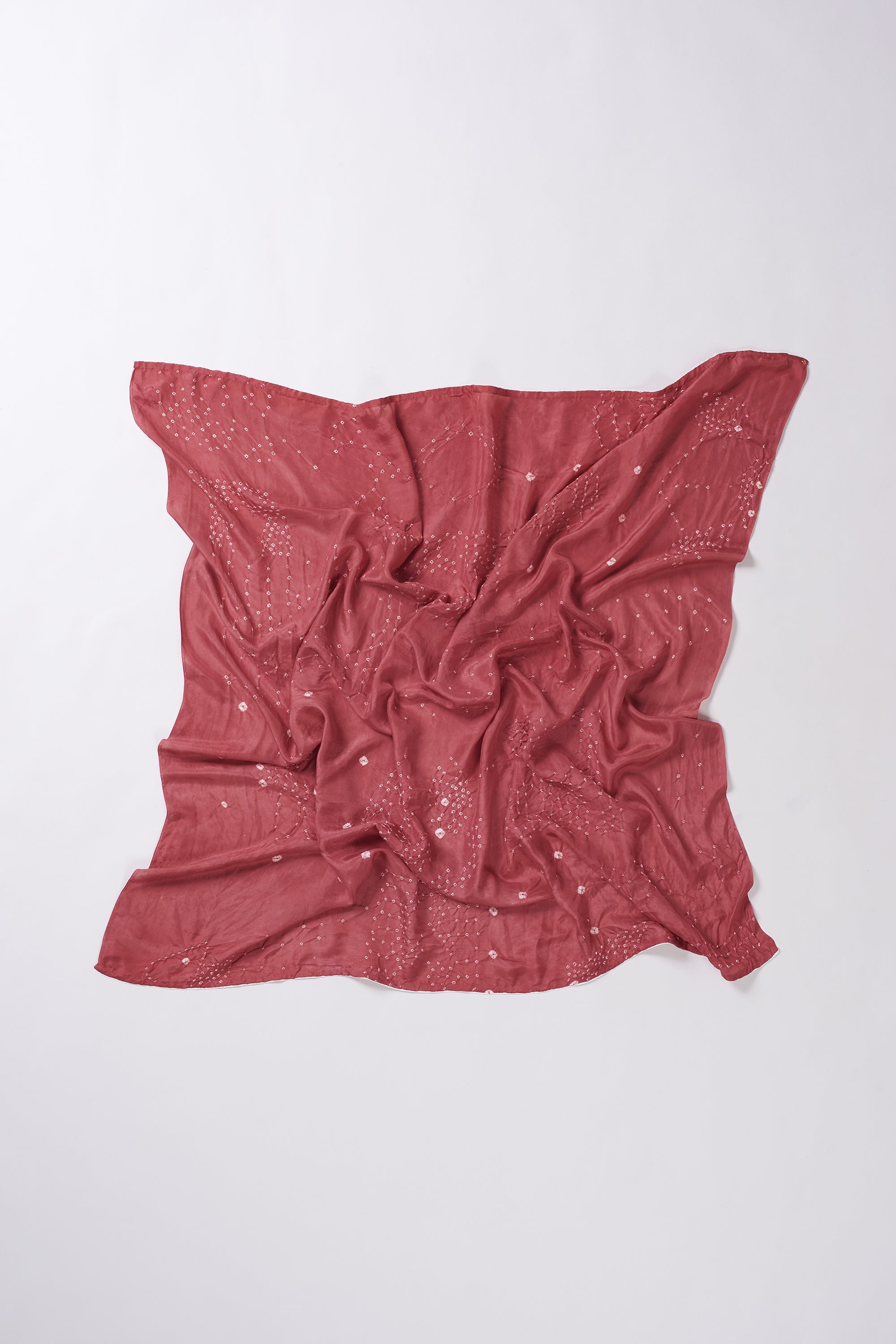 PINK WOOD SILK WITH BANDHANI SCARF