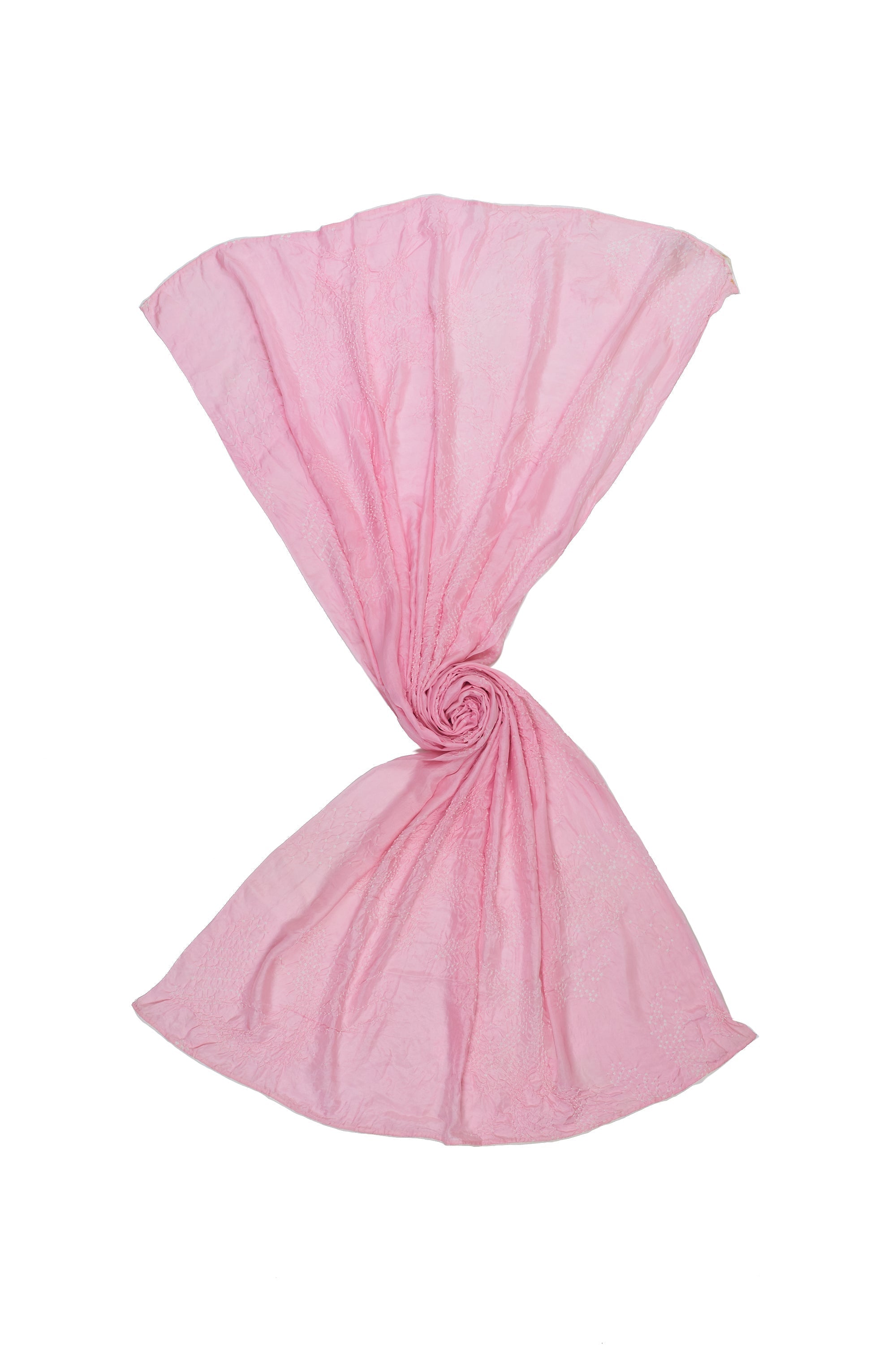 LIGHT PINK SILK WITH BANDHANI SHAWL