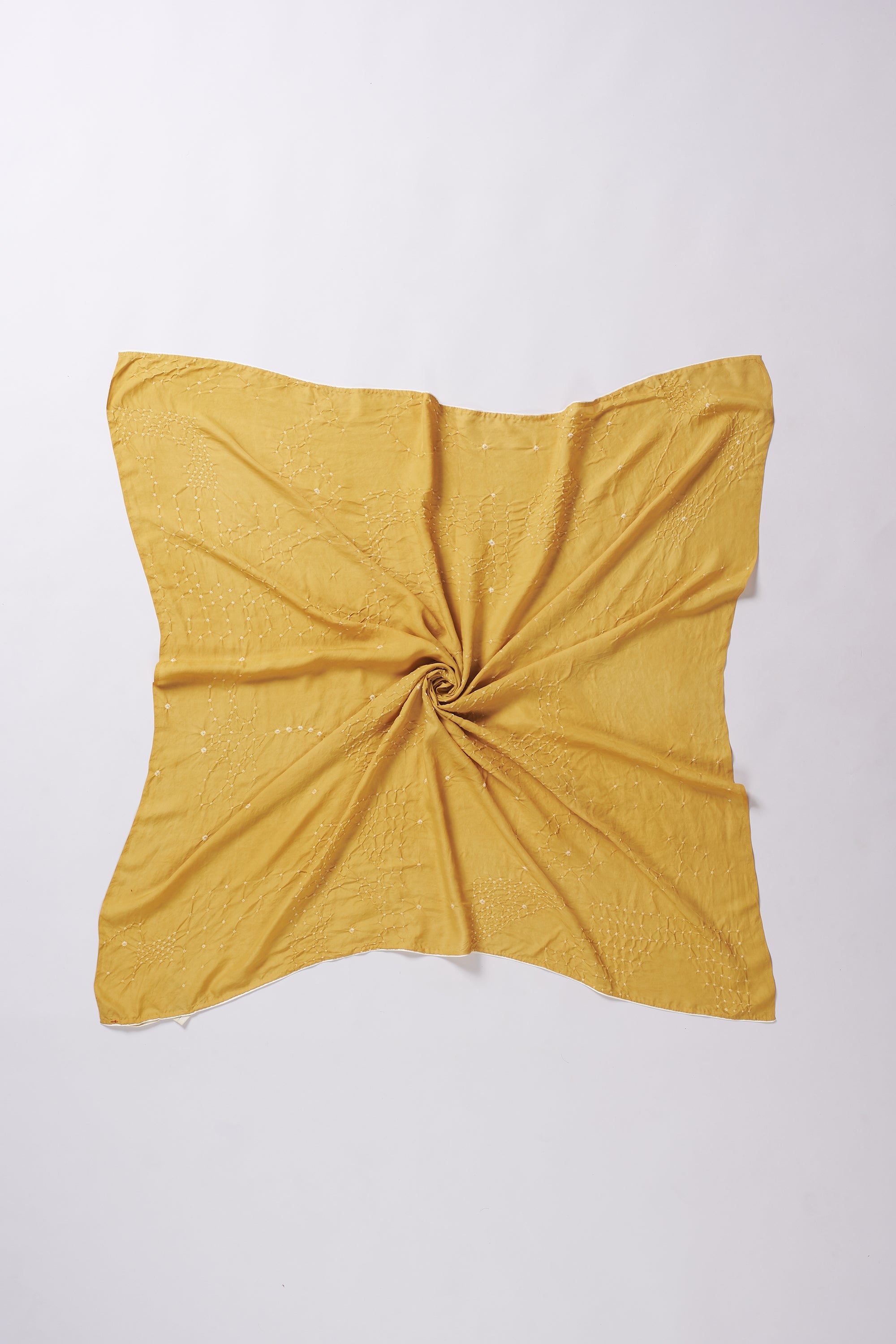 OCHRE YELLOW SILK WITH BANDHANI SCARF