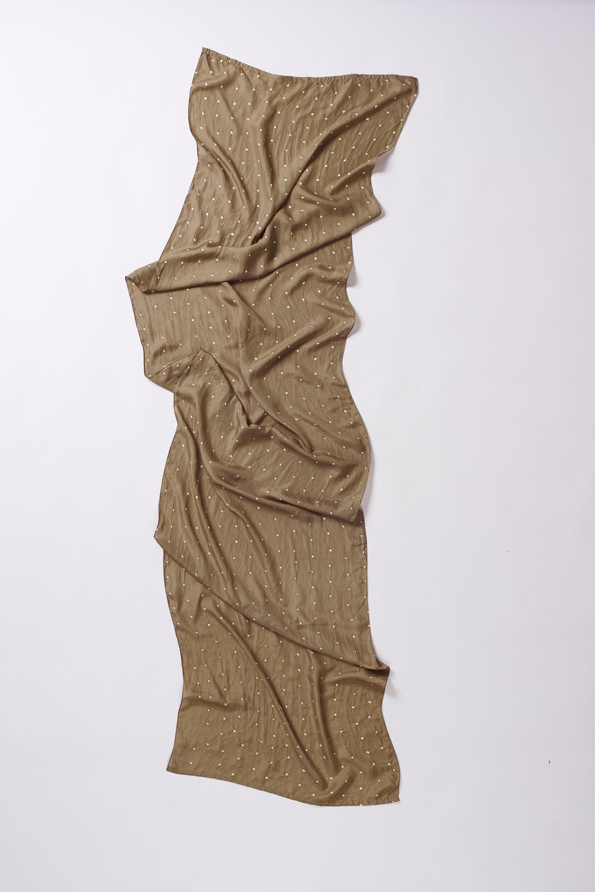 ORANGE RUST SILK WITH BANDHANI SCARF