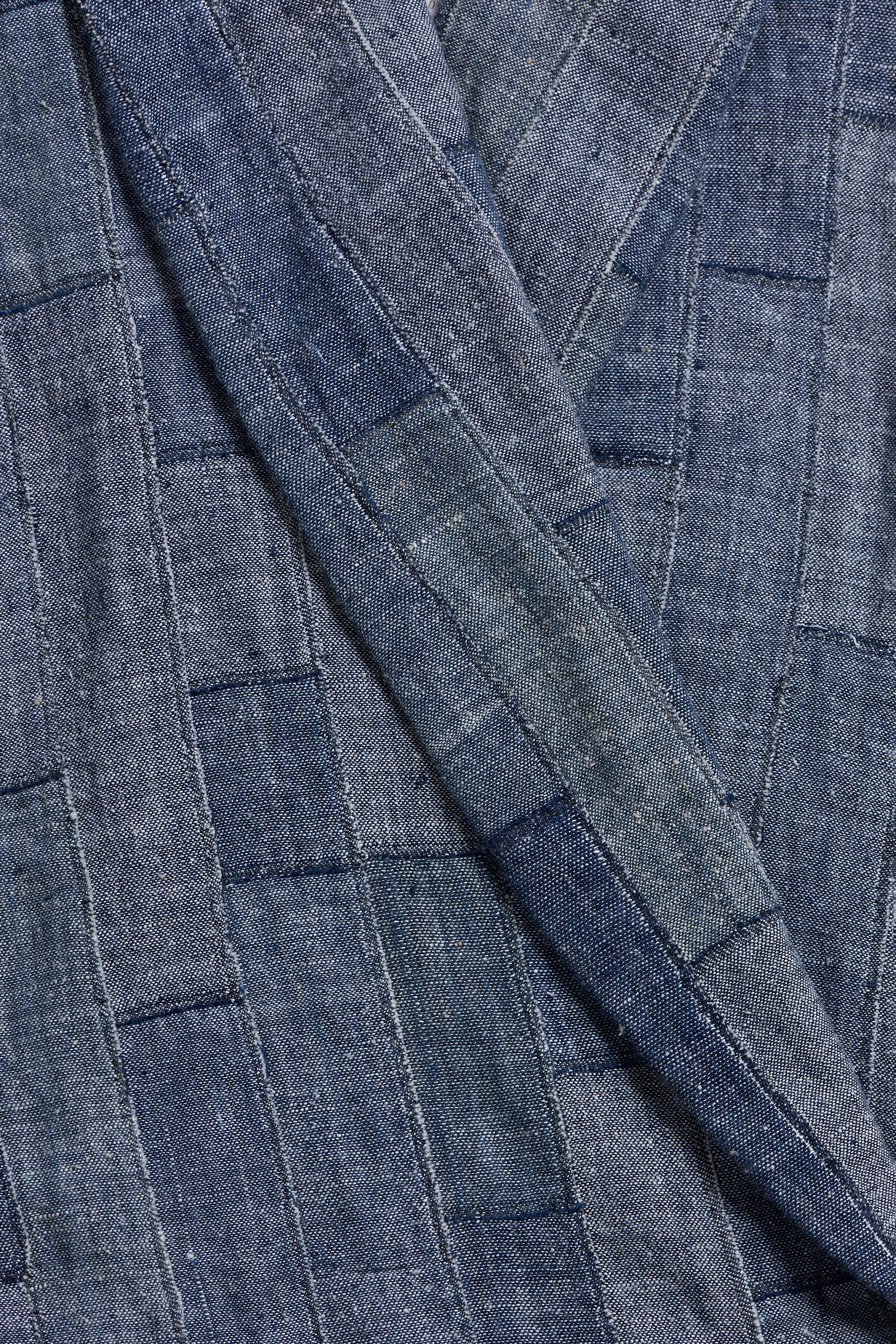 Close-up of blue denim fabric