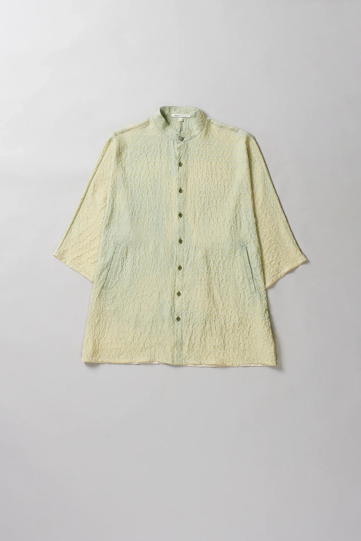 Silk Bandhani Unisex Shirt in Mint Green