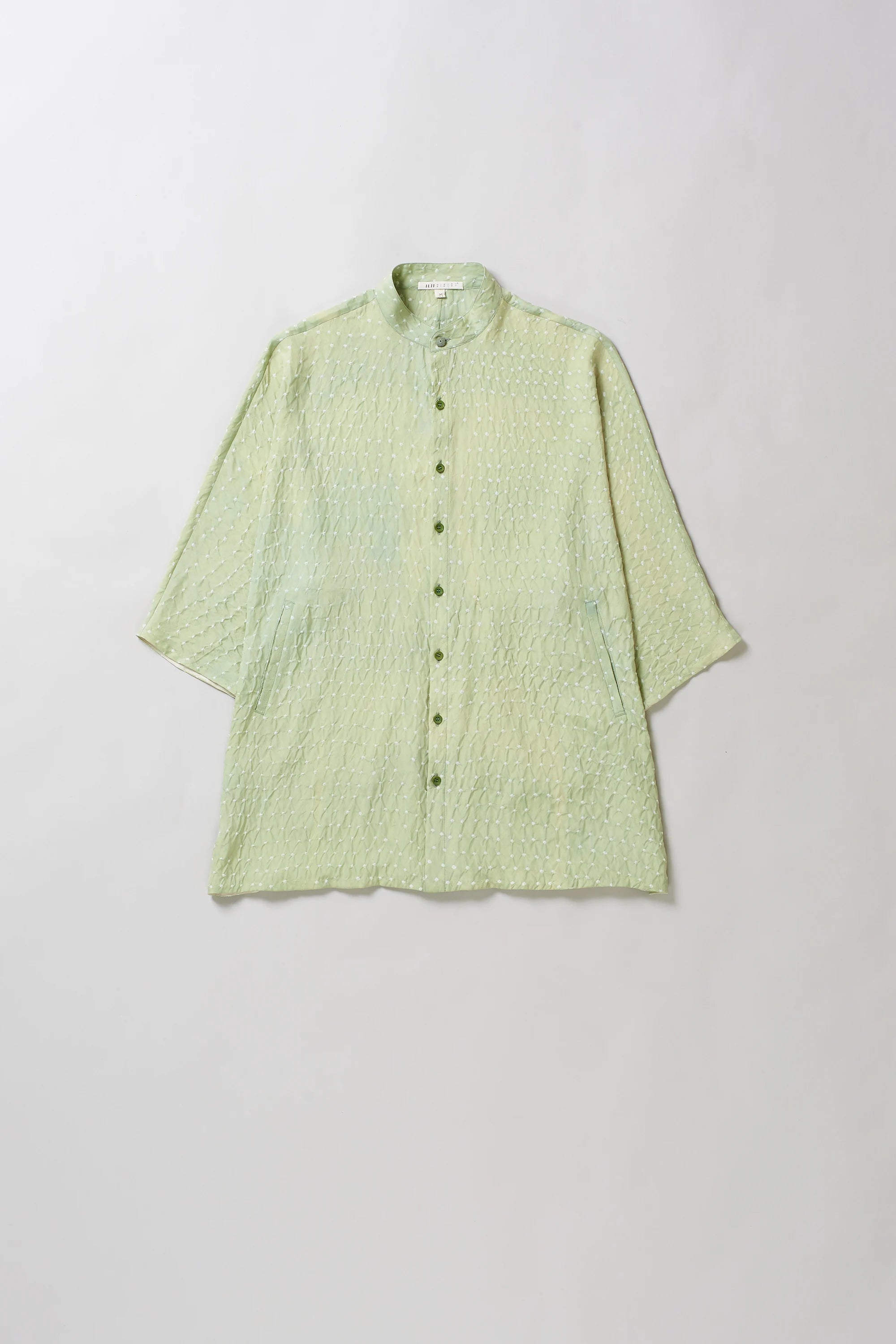 Mint Green Silk Bandhani Unisex Shirt
