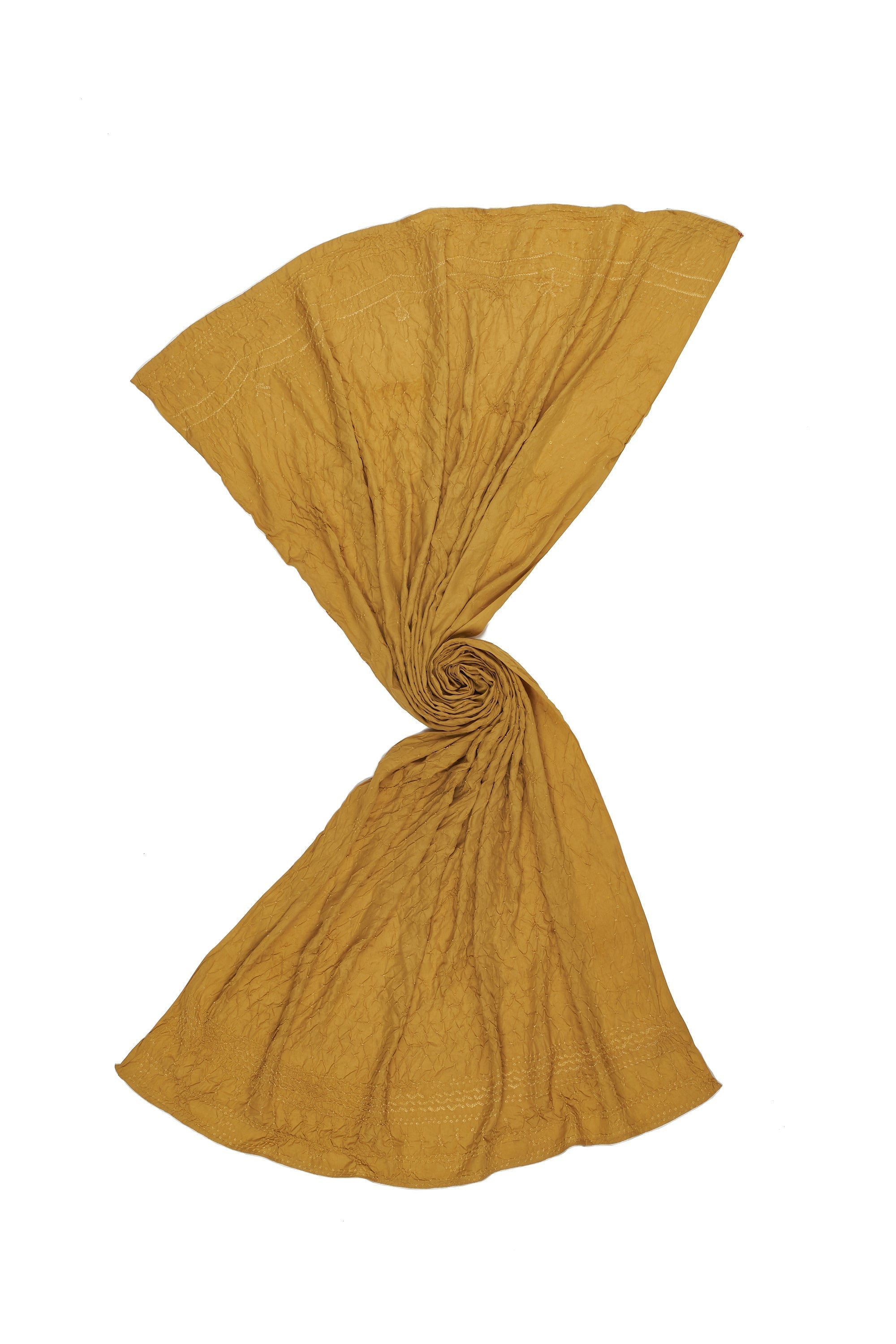 OCHRE YELLOW SILK BANDHANI SHAWL