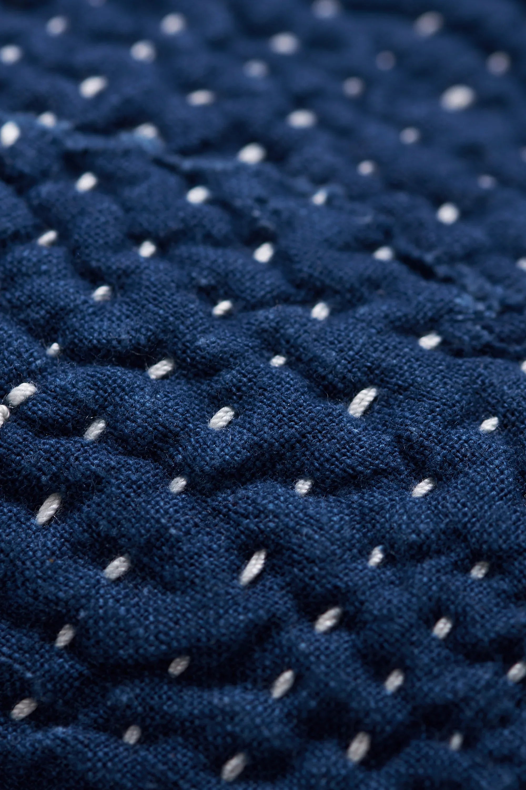 Close-up of a fabric with kantha work