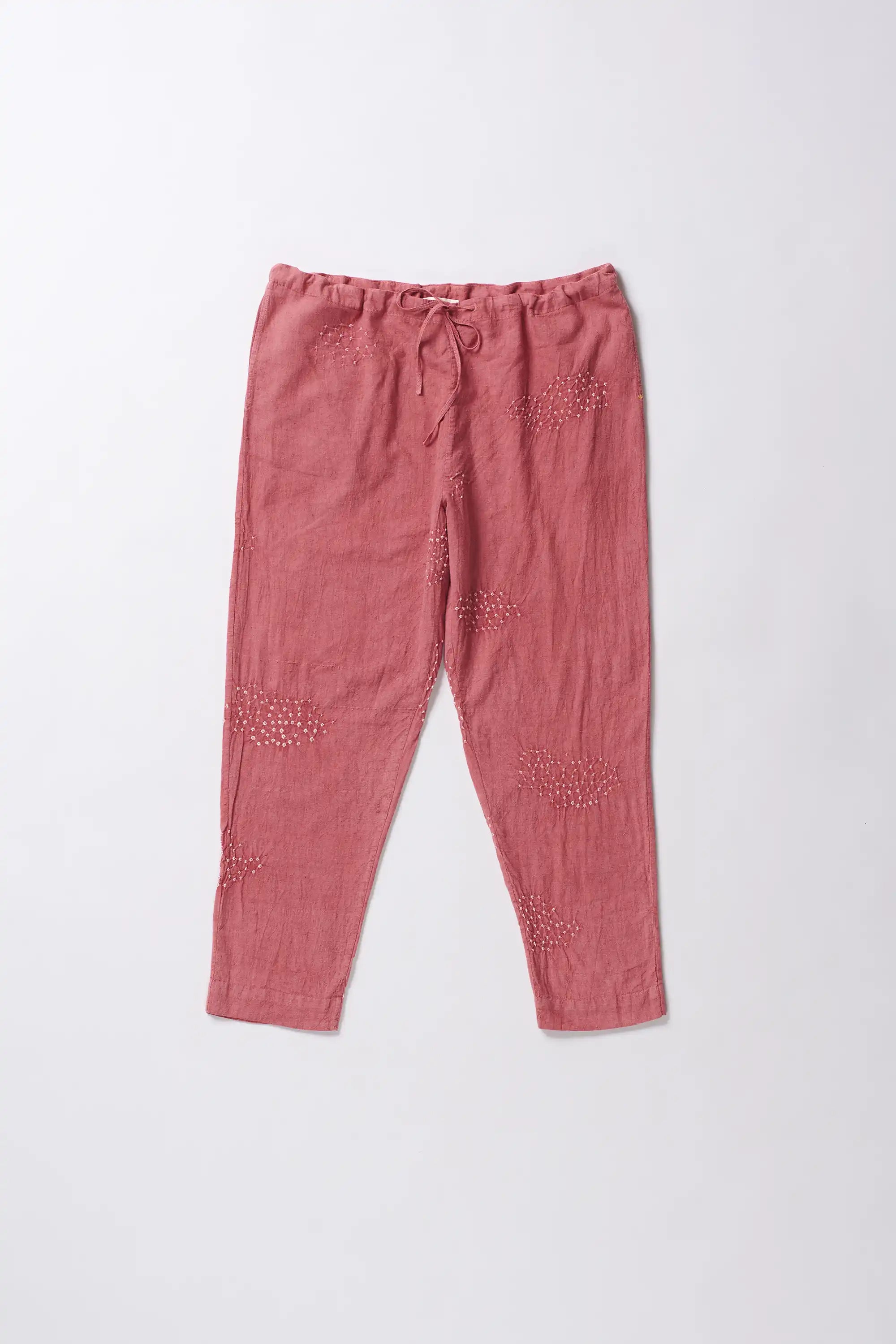 Pink Wood Dyed Bandhani Cotton Pants
