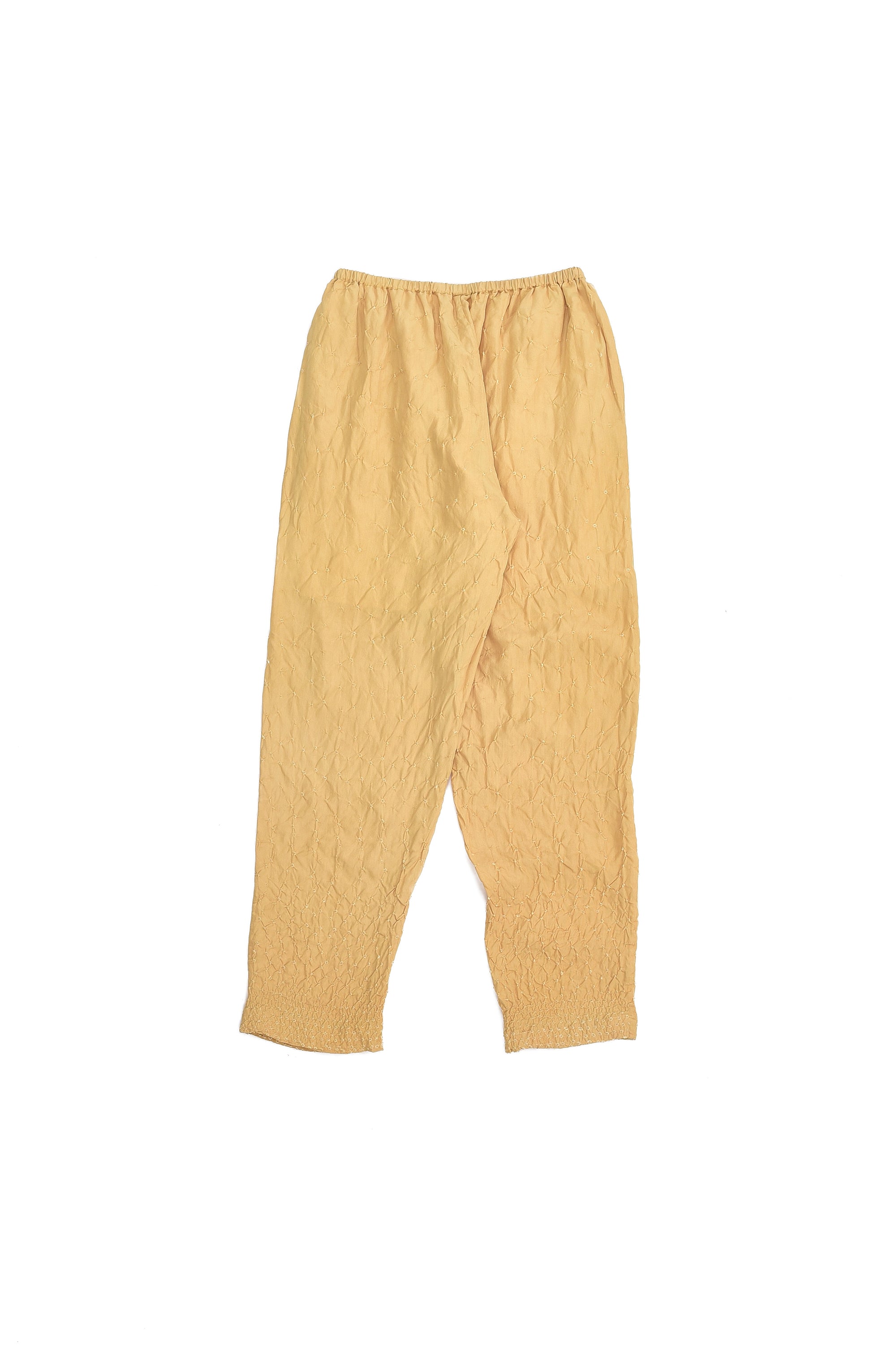 OCHRE YELLOW SILK WITH BANDHANI ELASTIC PANT
