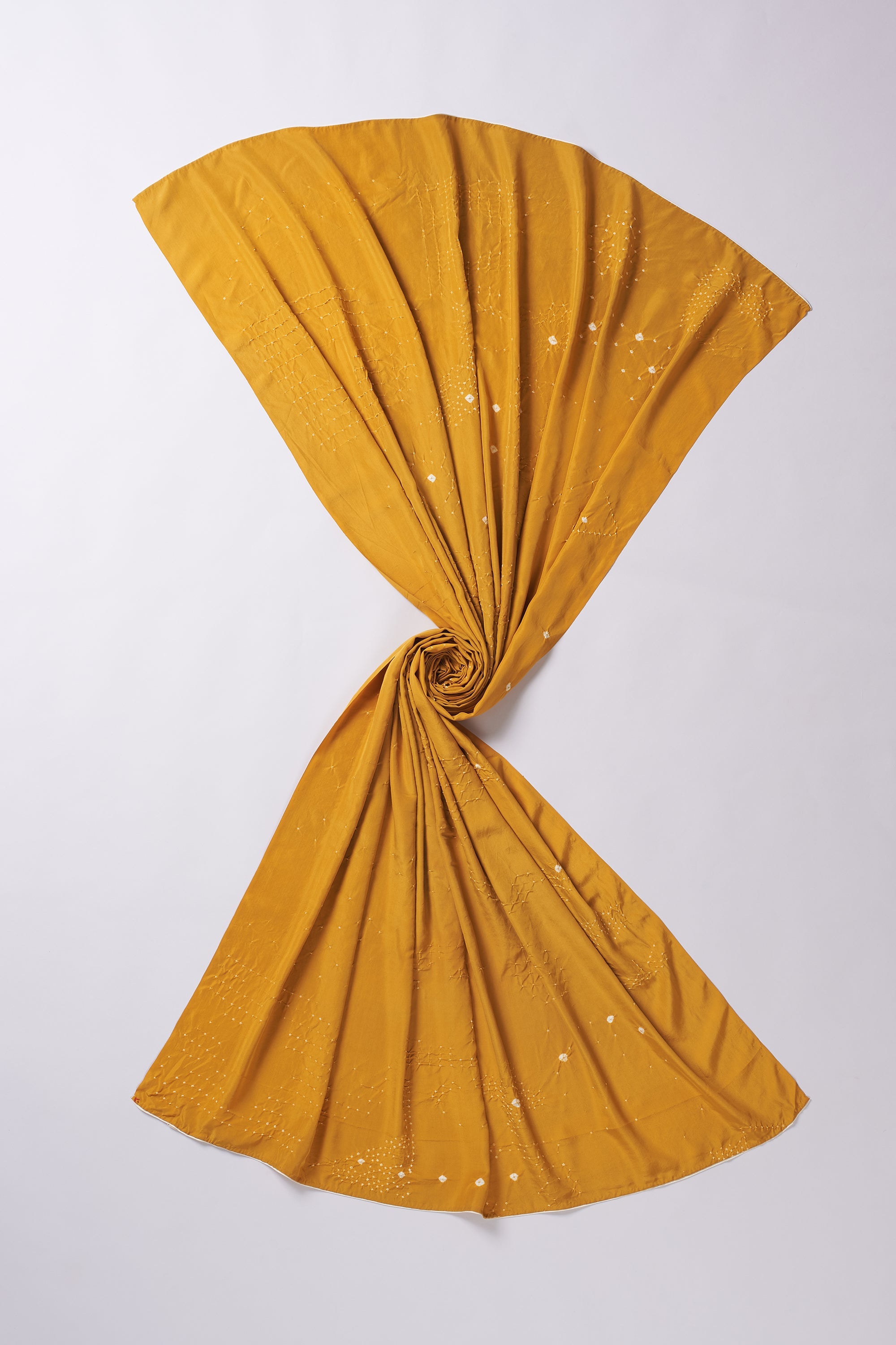 MANGO YELLOW SILK BANDHANI SHAWL