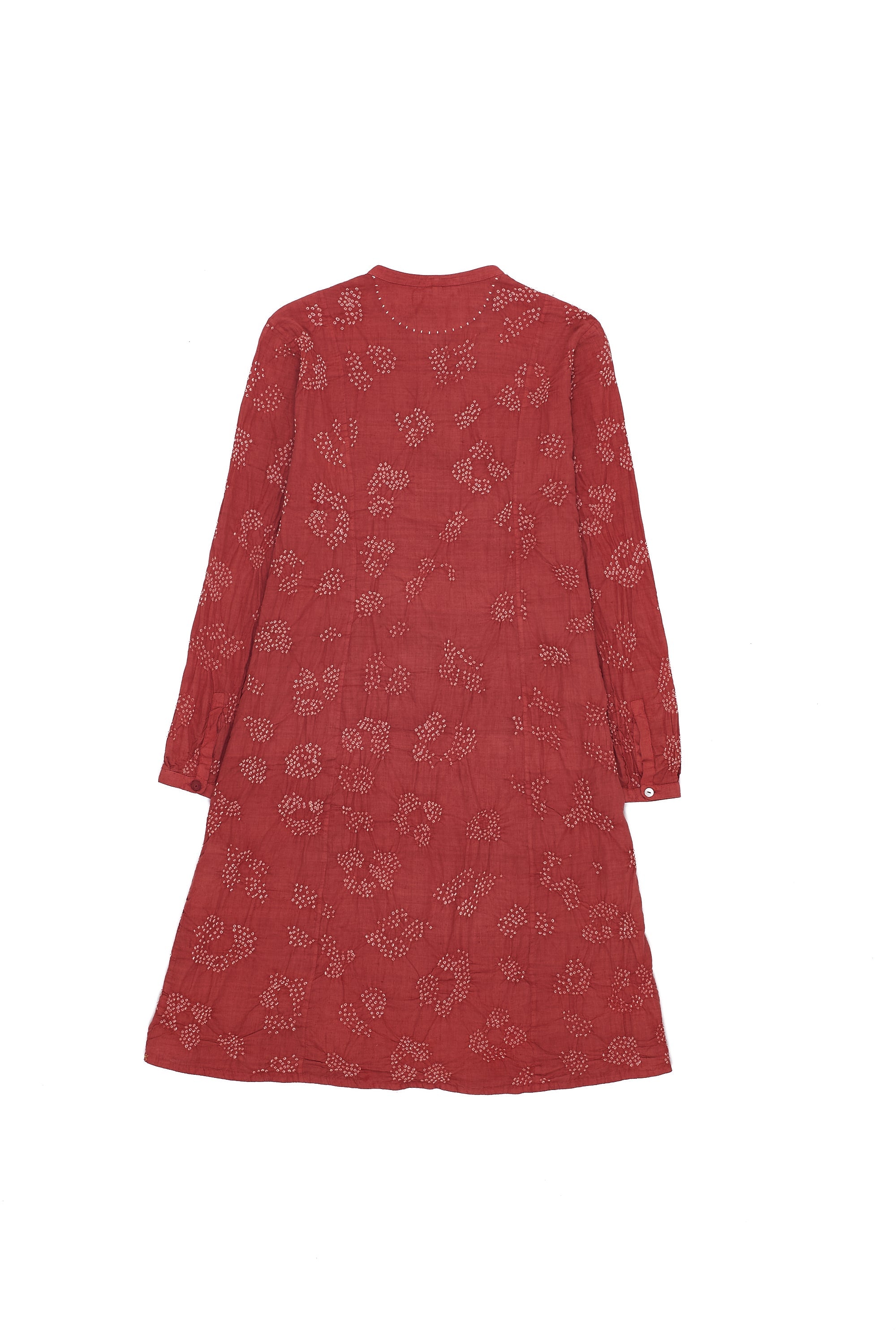 Organic Cotton Crimson Pink Straight Fit Bandhani Shirt