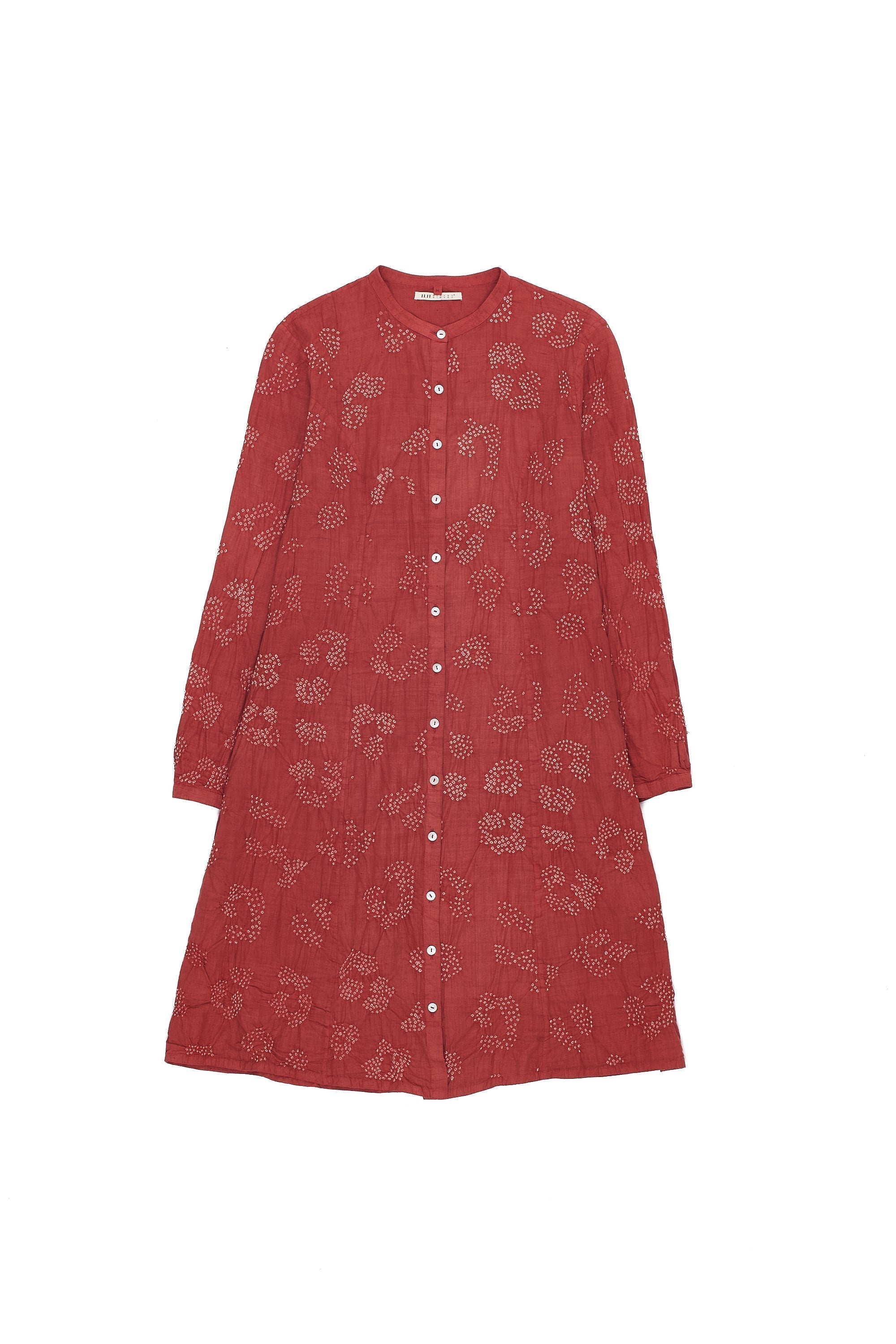 Organic Cotton Crimson Pink Straight Fit Bandhani Shirt