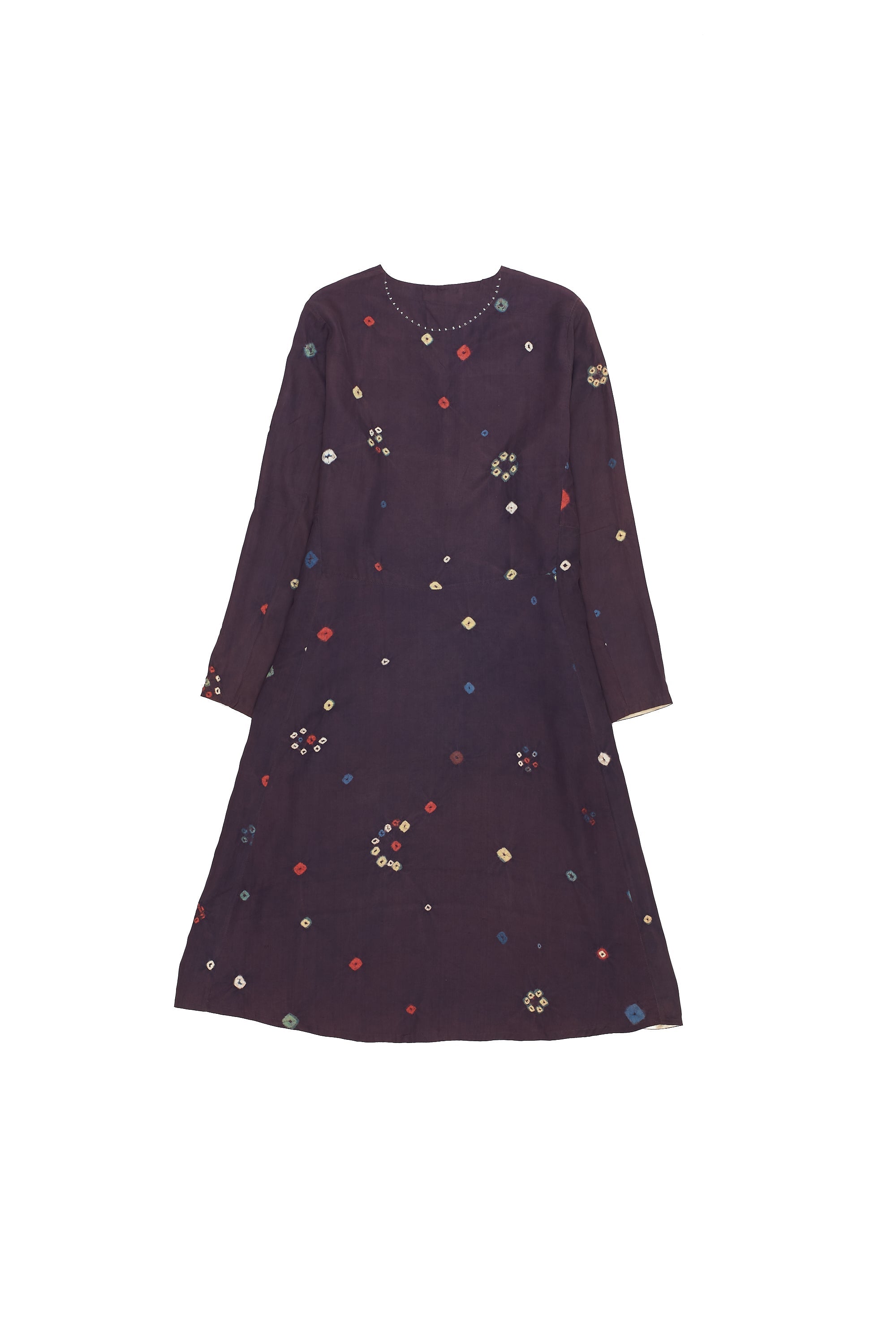 Navy dress with colorful floral patterns