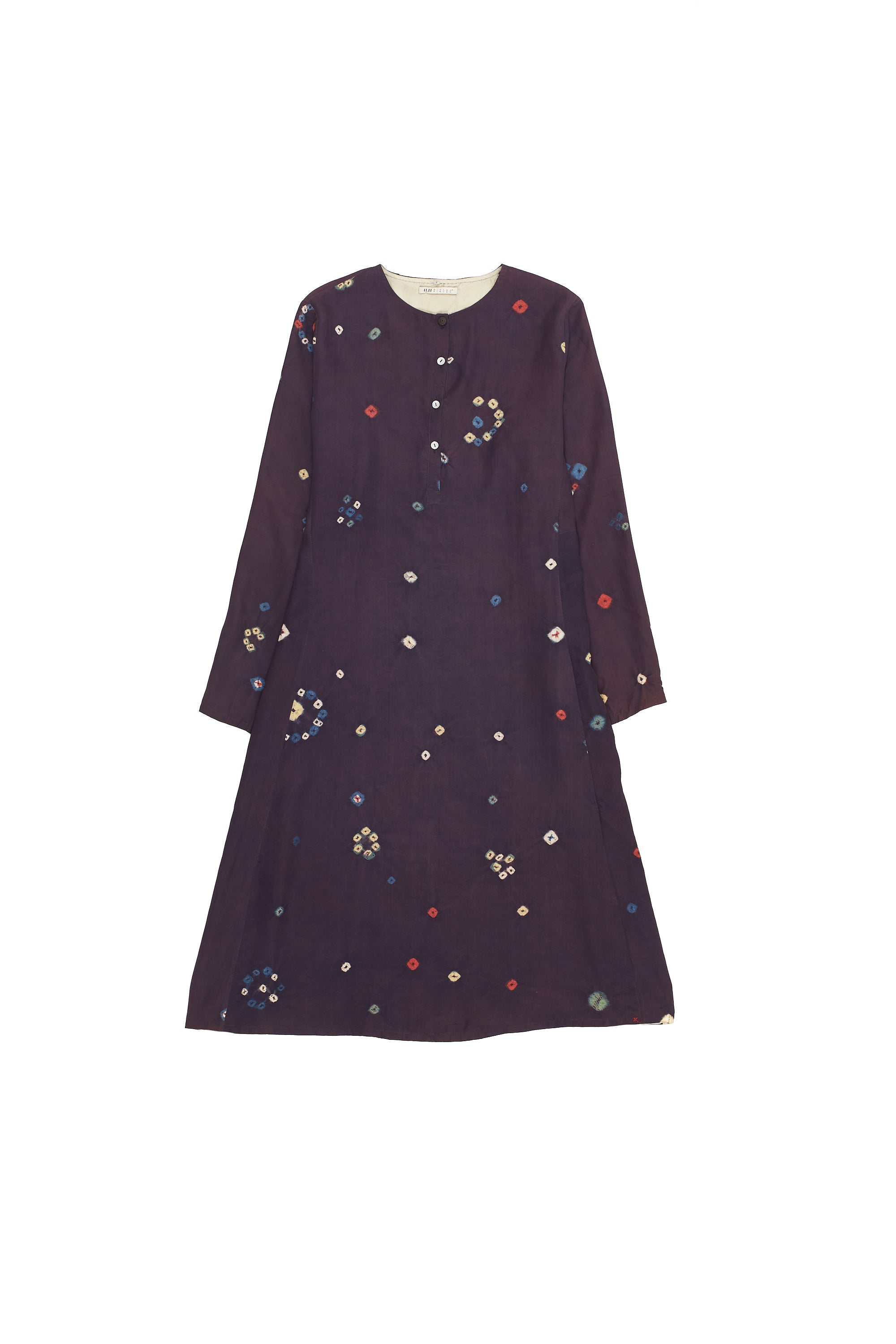 Navy dress with colorful floral patterns