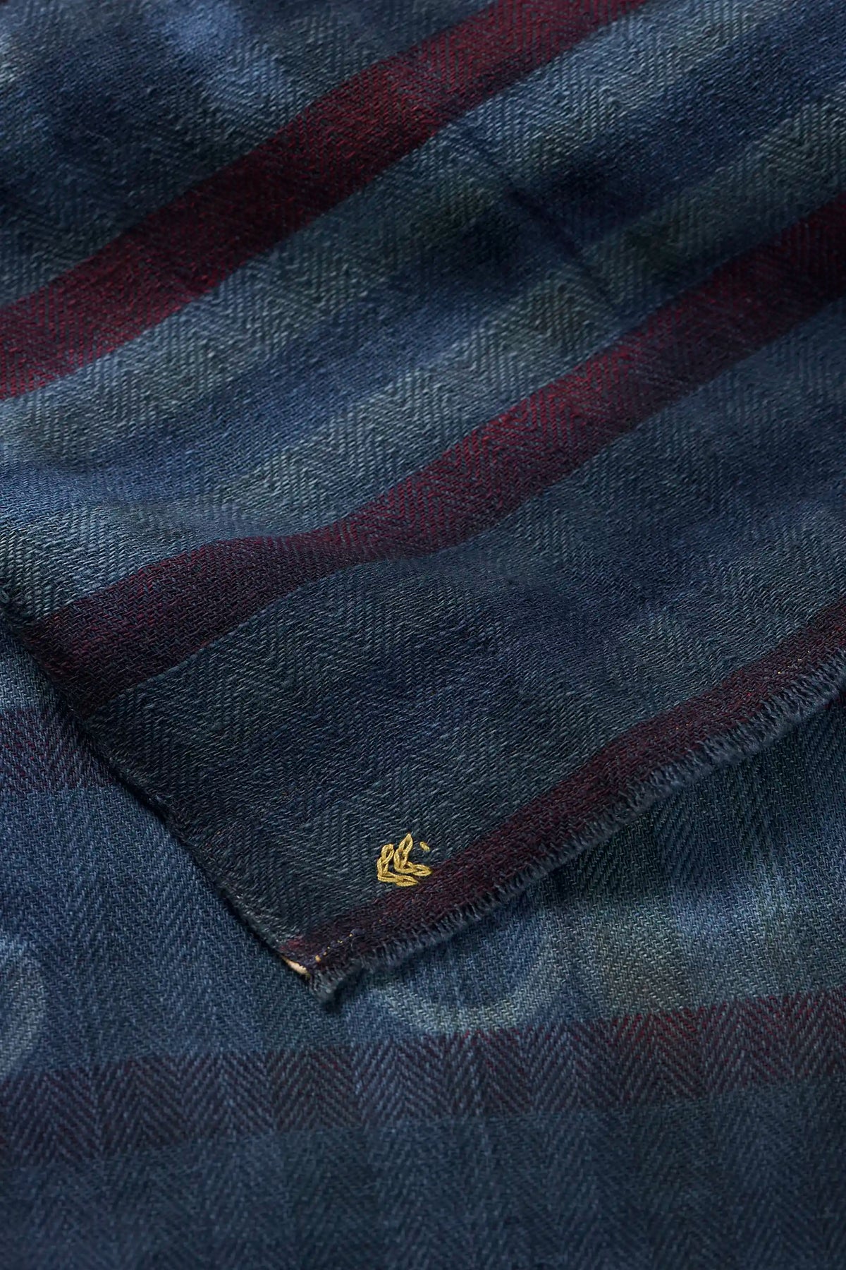 Medium Indigo Cotton Wool Check Shawl