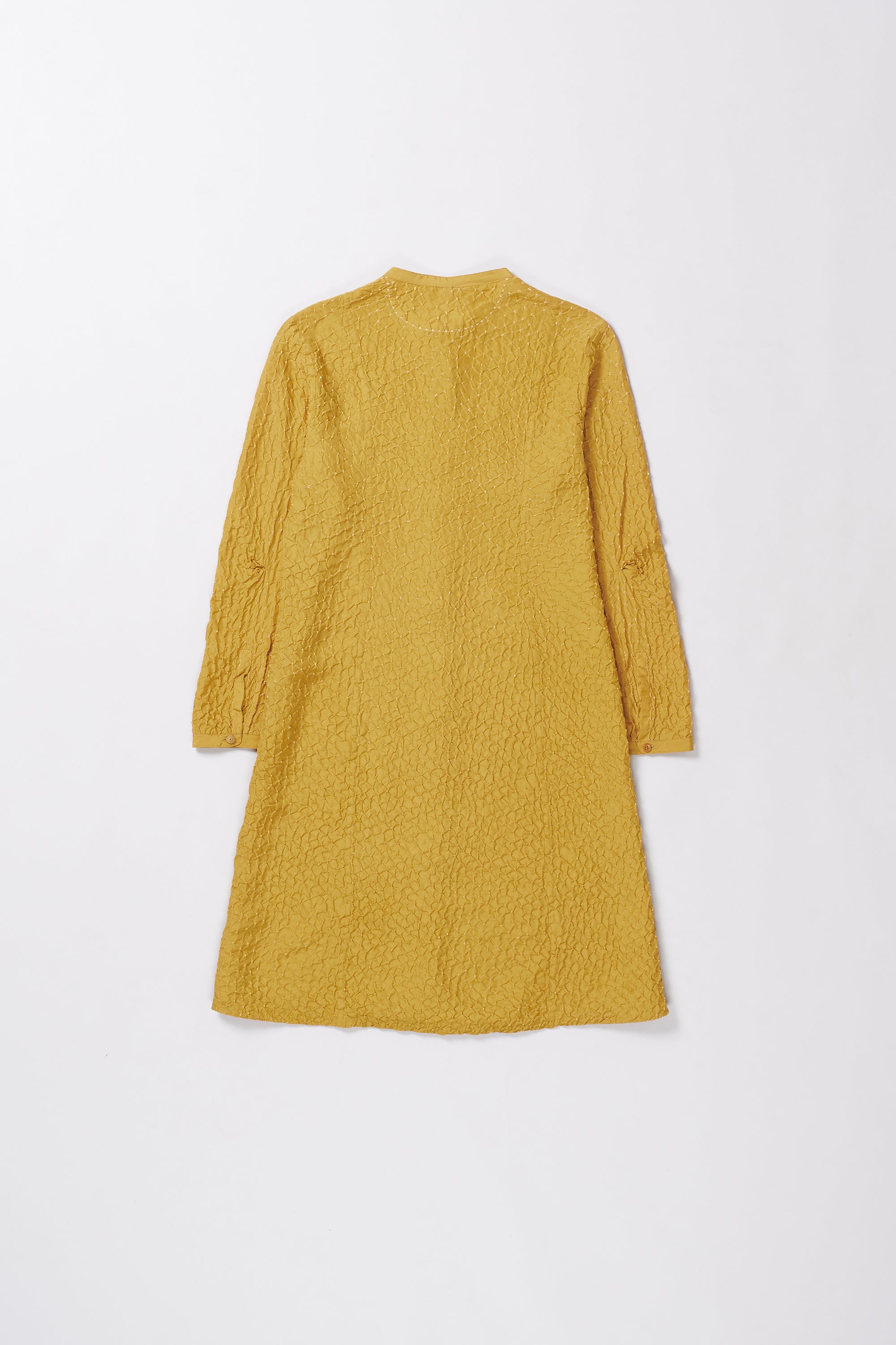 OCHER YELLOW SILK WITH BANDHANI DRESS