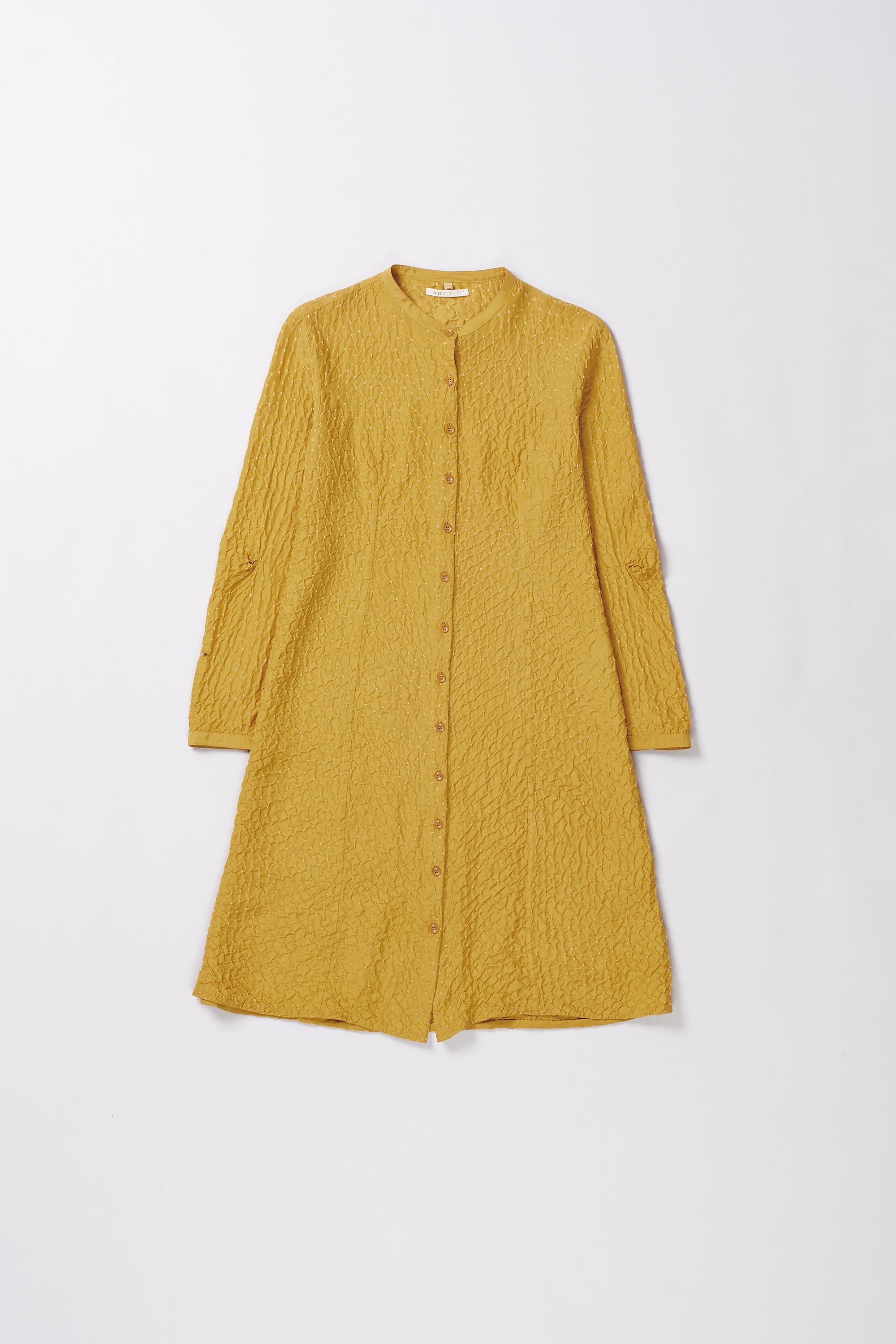 OCHER YELLOW SILK WITH BANDHANI DRESS