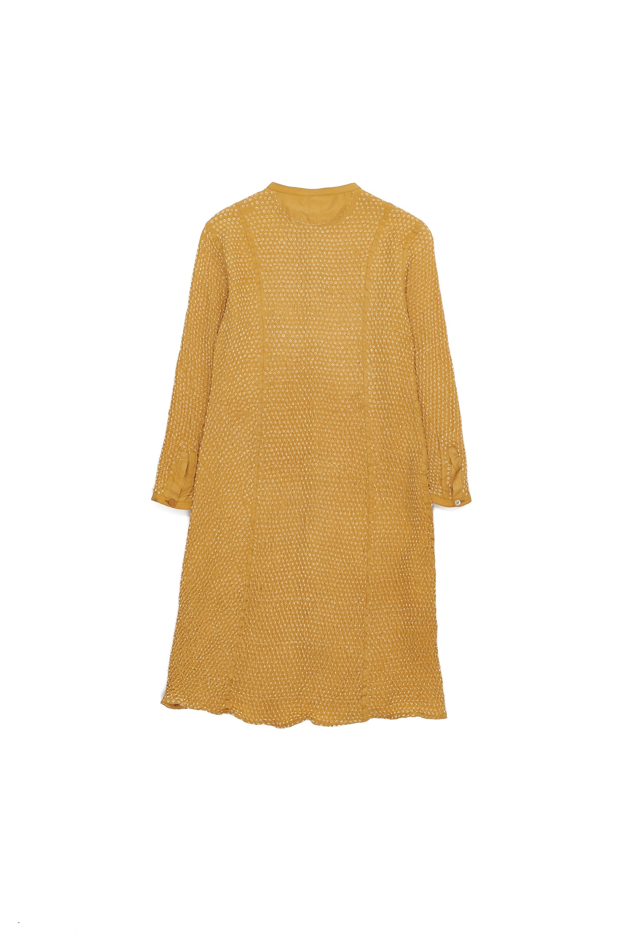 Ocher Yellow Bandhani Silk Dress