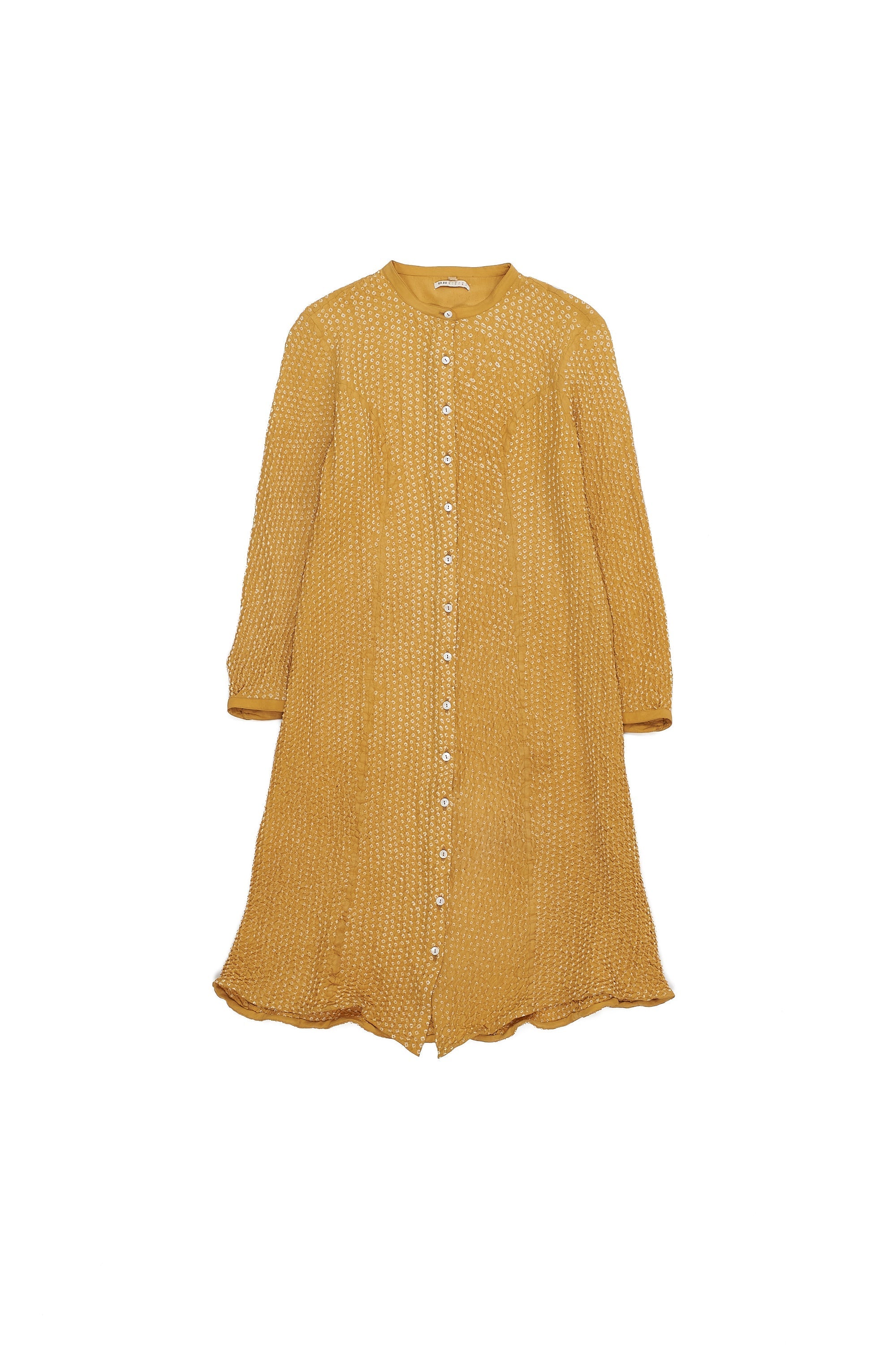 Ocher Yellow Bandhani Silk Dress