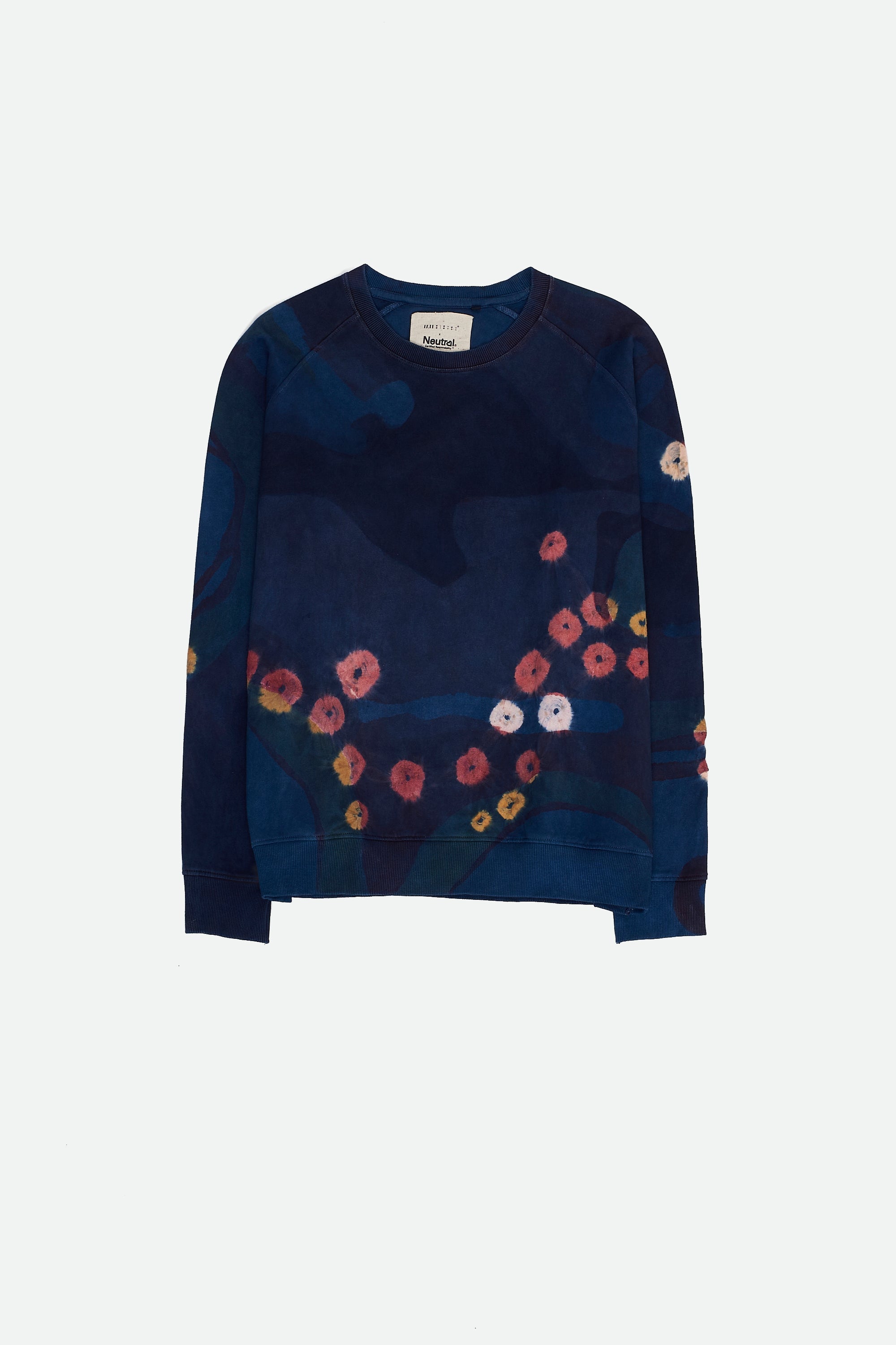 Medium indigo bandhani and hand painted sweatshirt