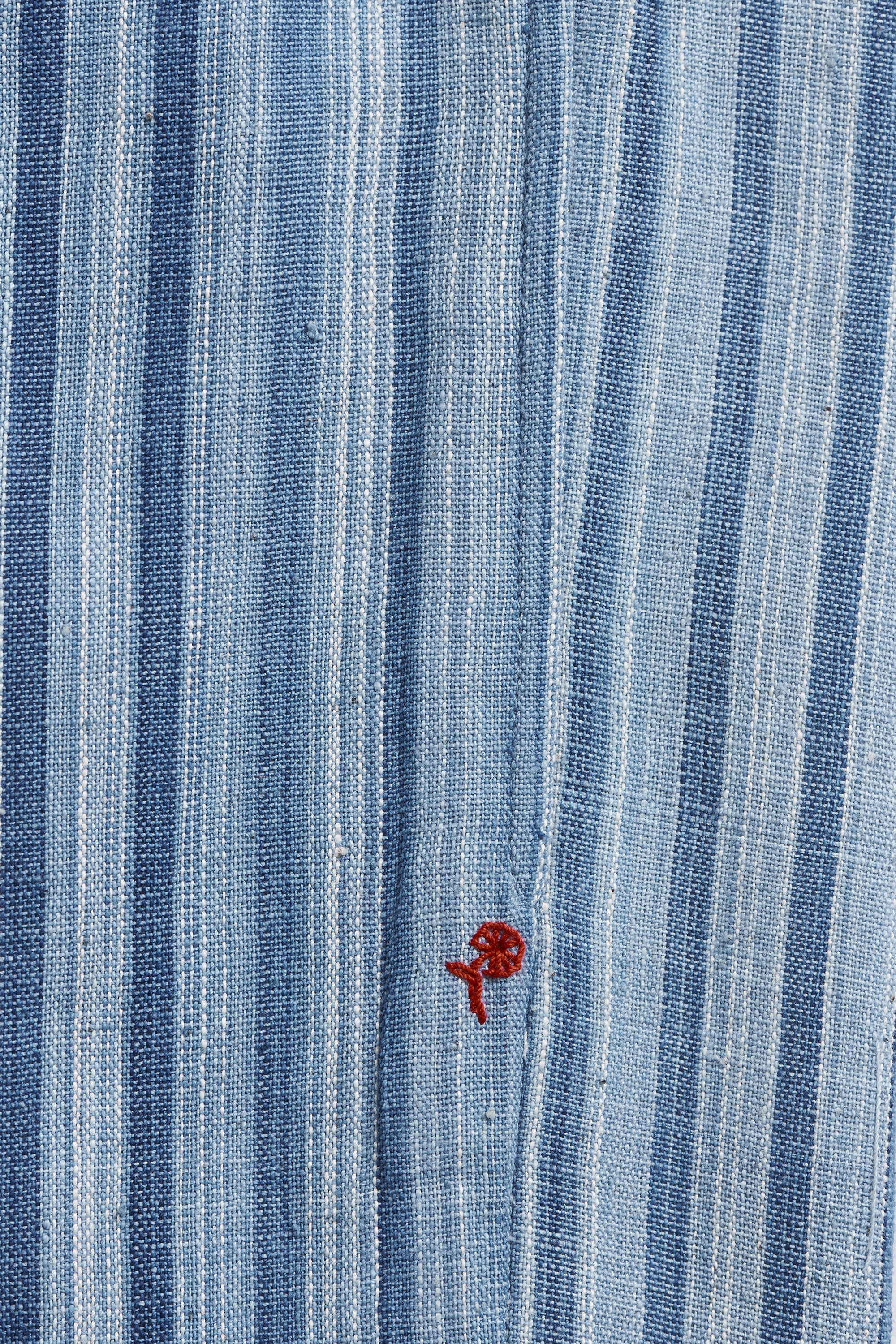Close-up of blue striped fabric