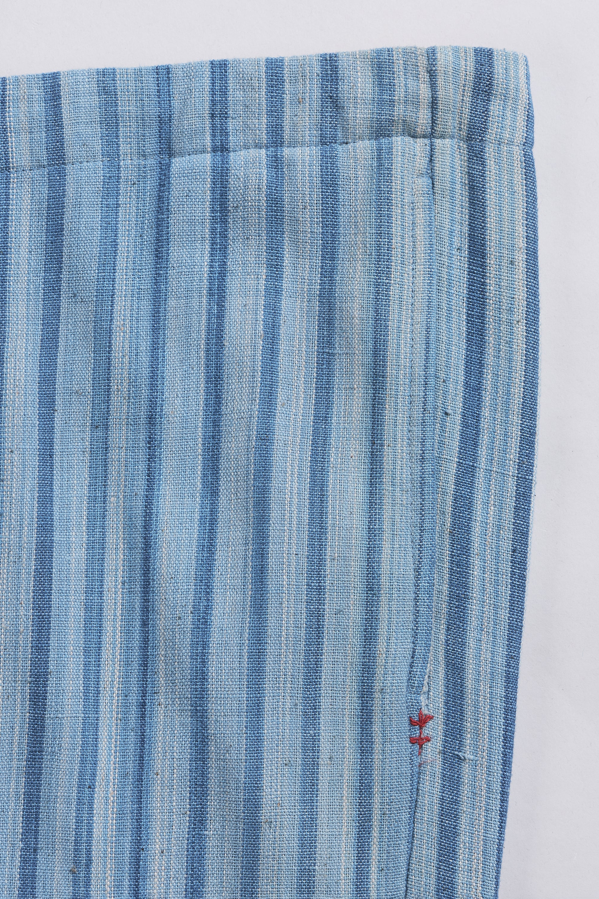 Close-up of blue striped fabric