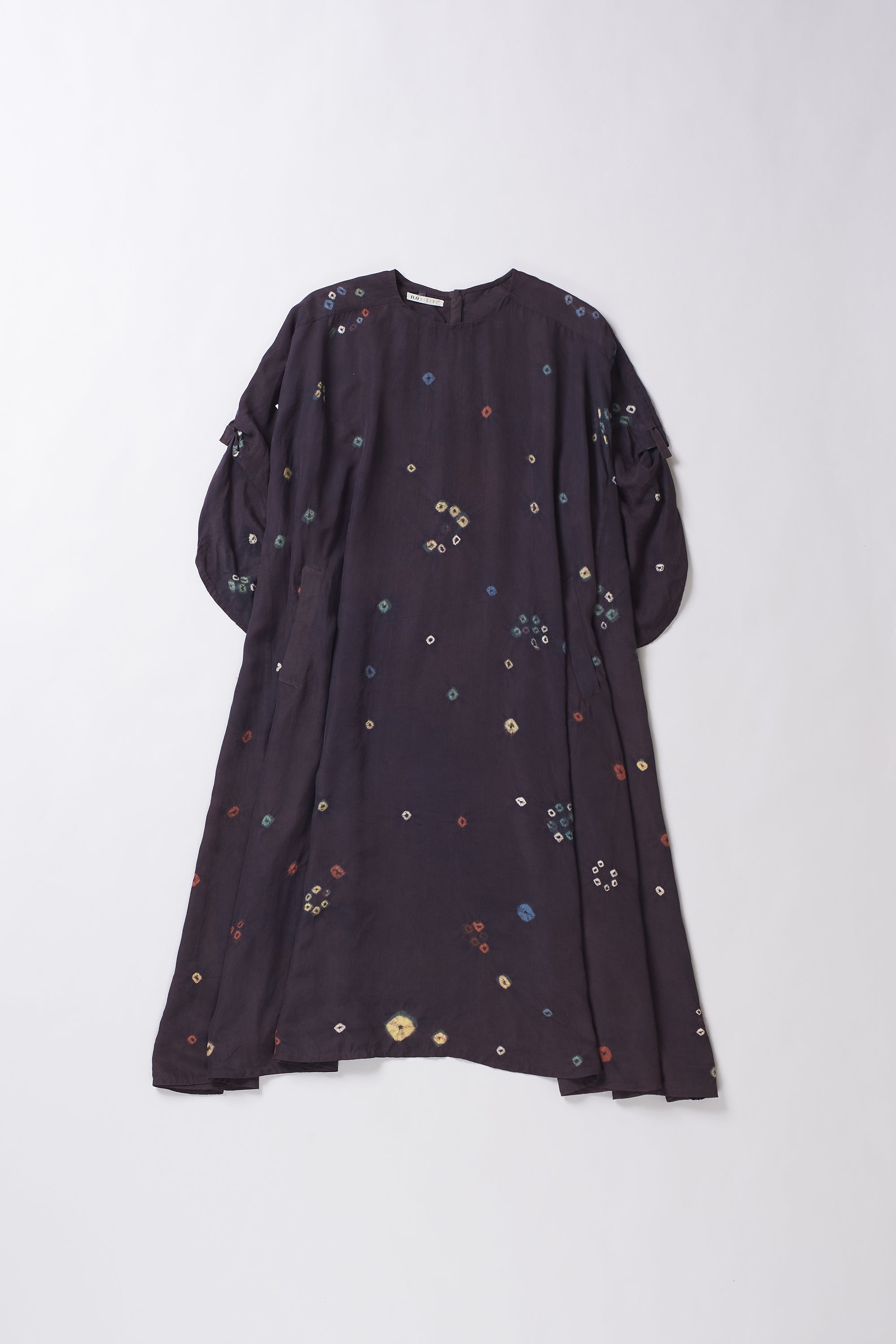 MADDER VIOLET BANDHANI FLARED DRESS