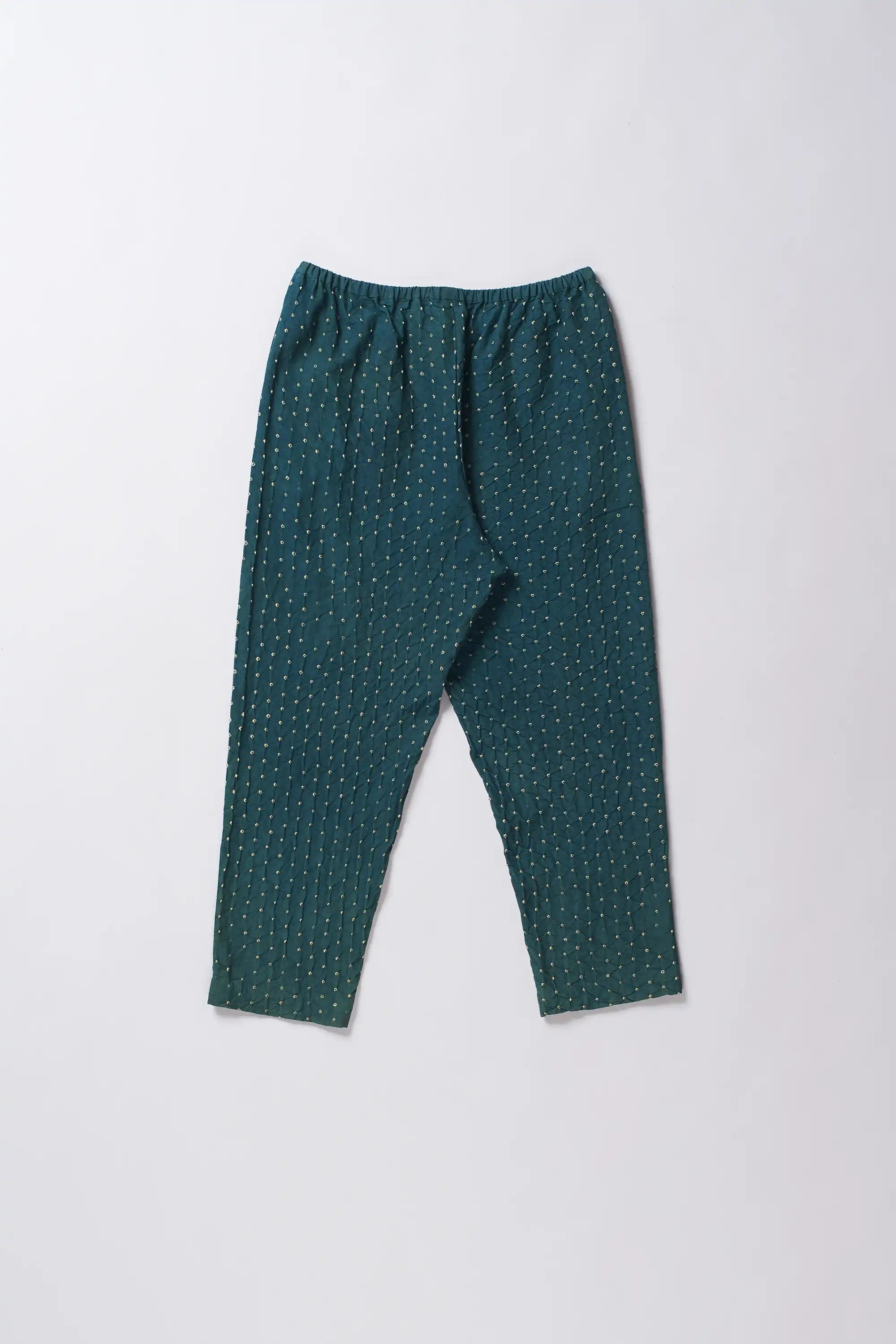 Bottle Green Cotton Silk Blend Pants