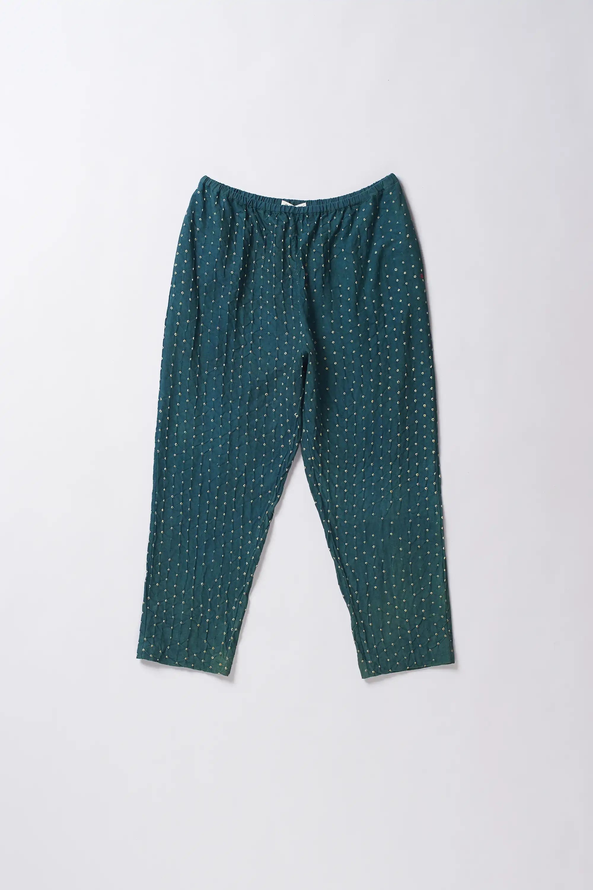 Bottle Green Cotton Silk Blend Pants
