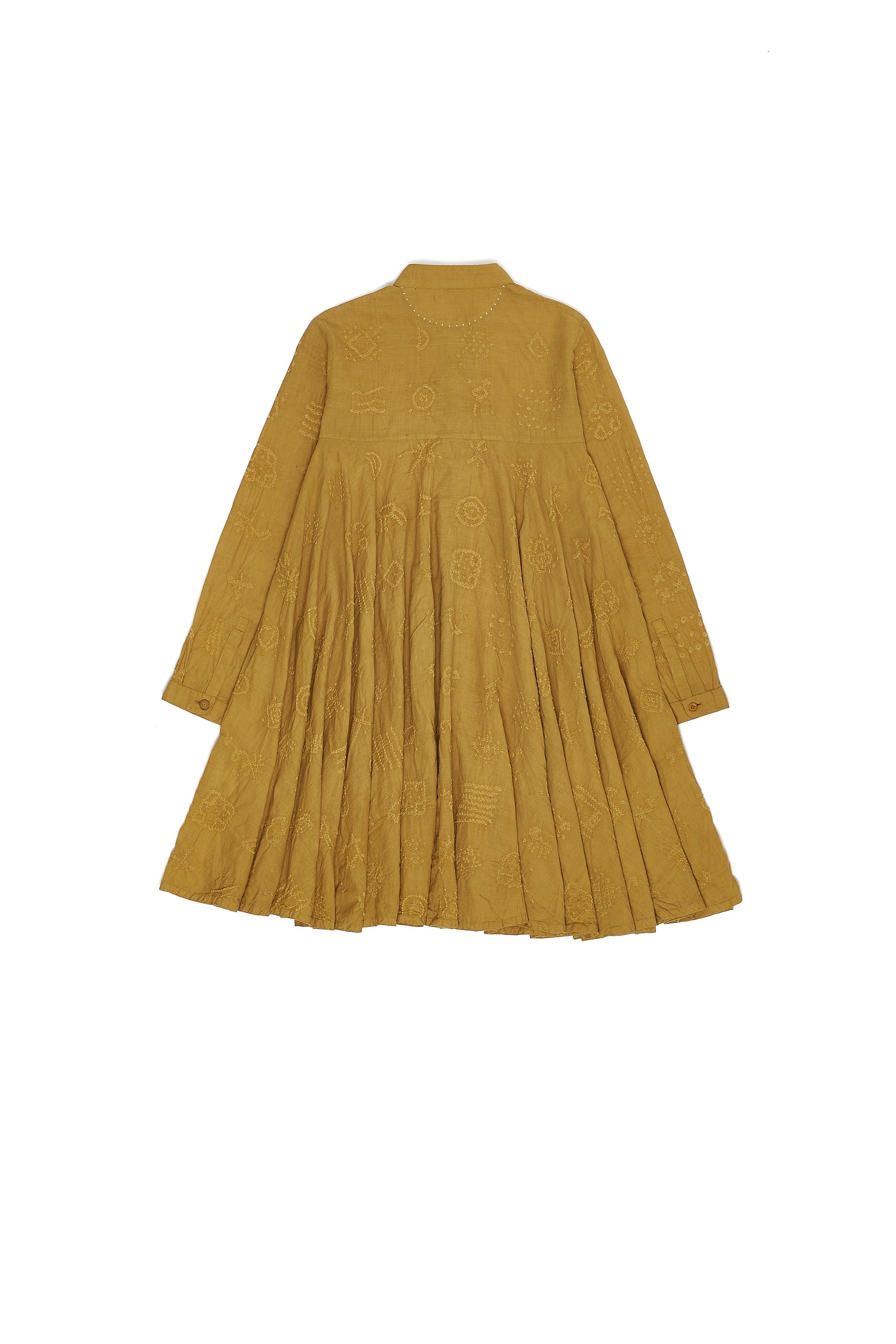 OCHRE YELLOW DYED ALL OVER BANDHANI SHIRT