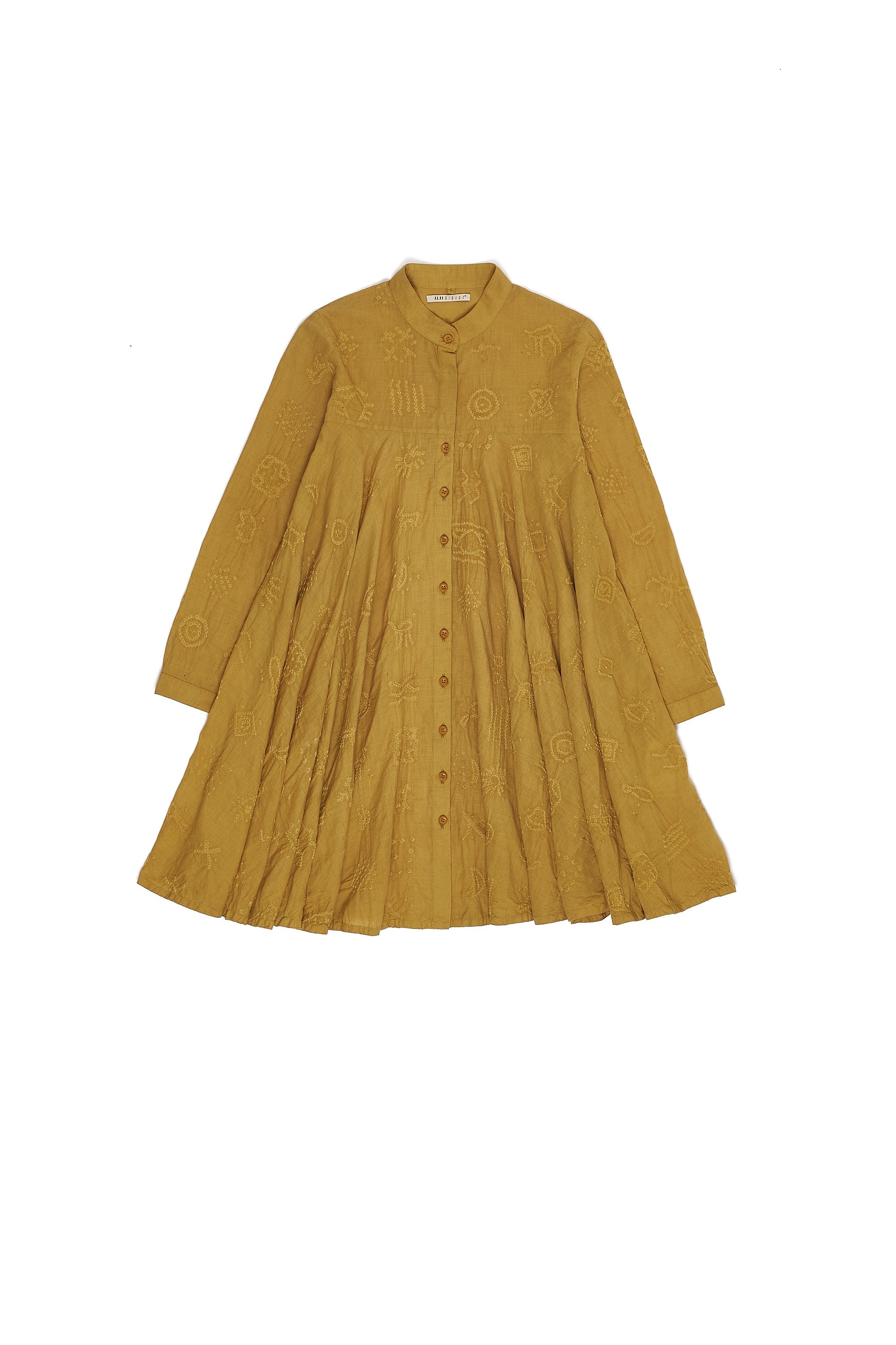 OCHRE YELLOW DYED ALL OVER BANDHANI SHIRT