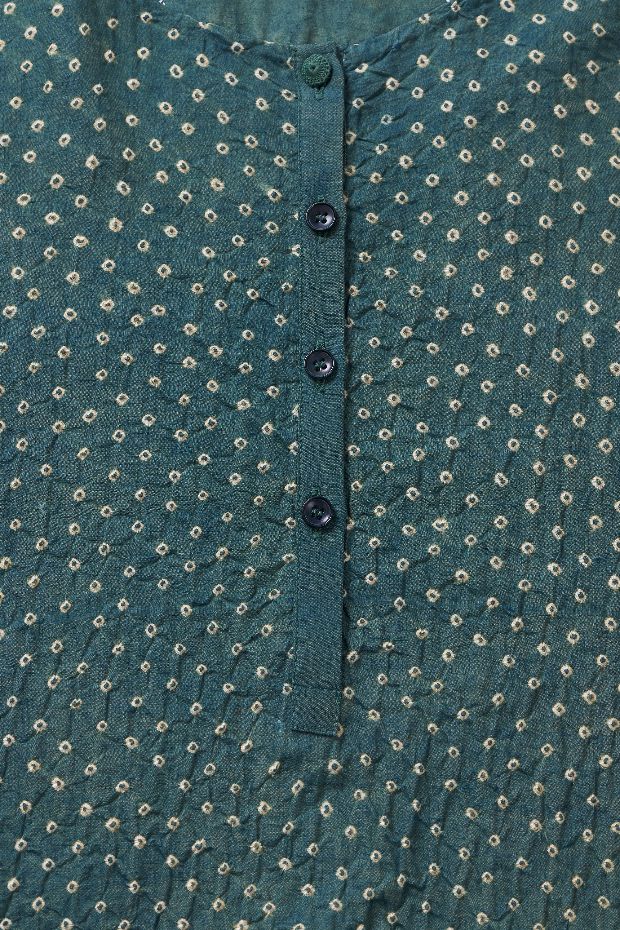 BOTTLE GREEN COTTON SILK BANDHANI DRESS