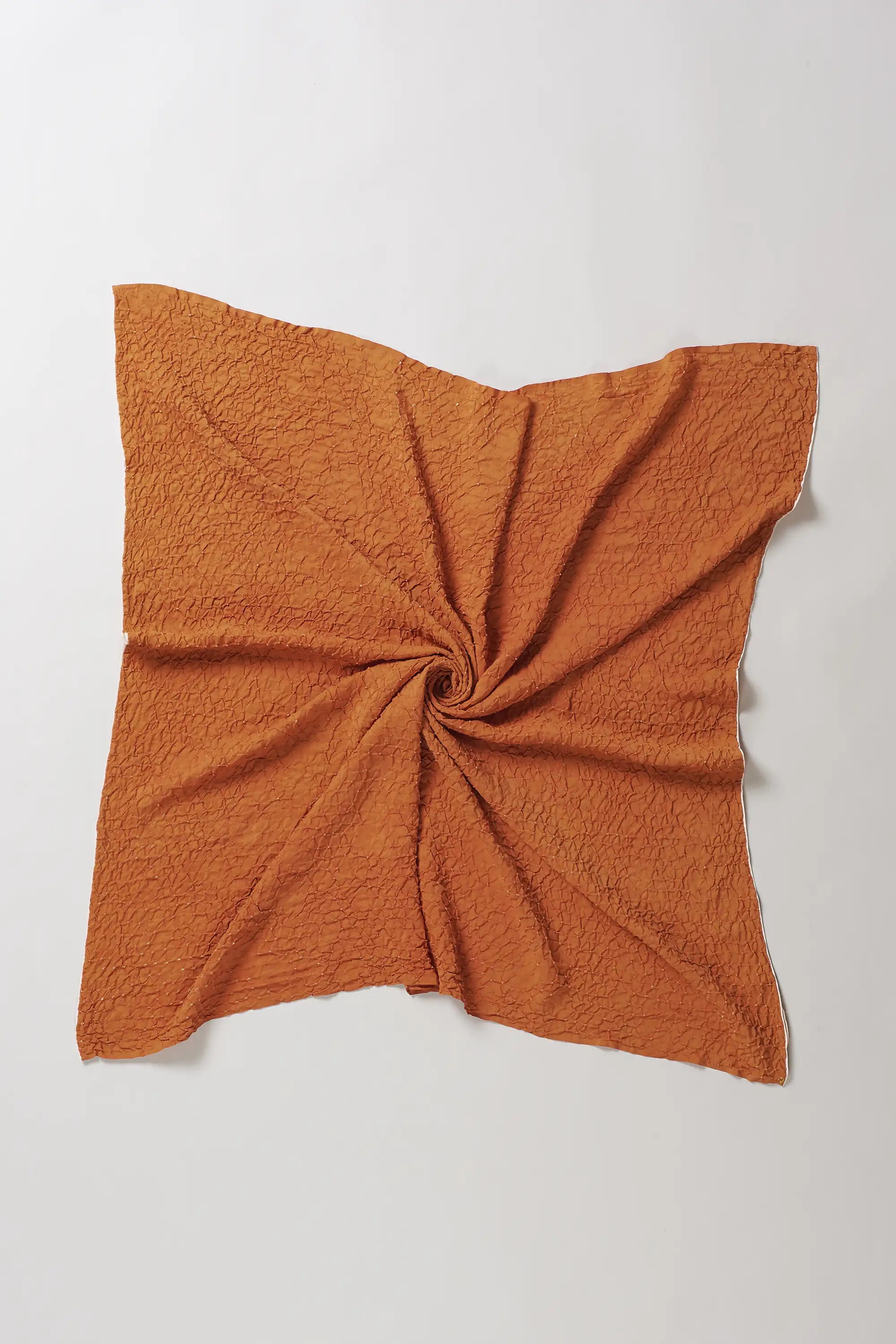 Sunset Orange Silk Bandhani Square Scarf