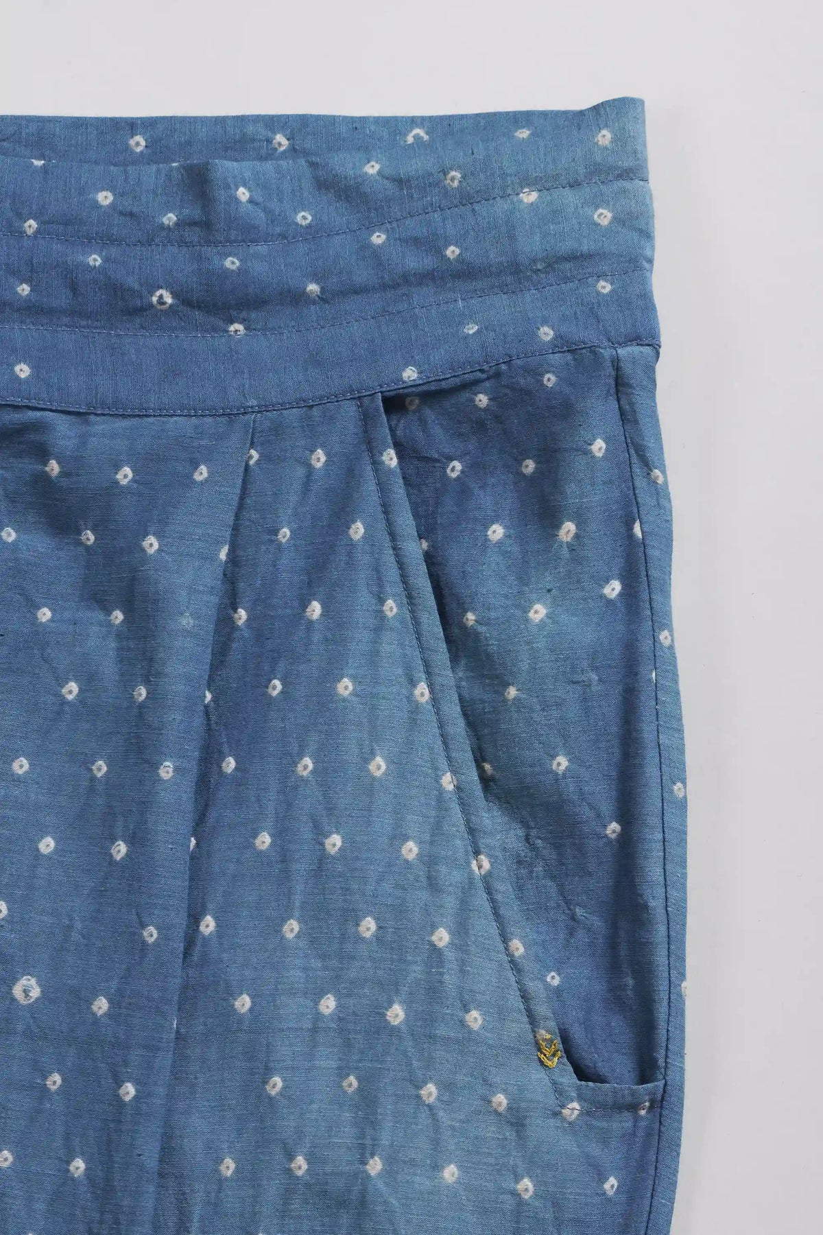 Medium Indigo Drawstring Bandhani Pant