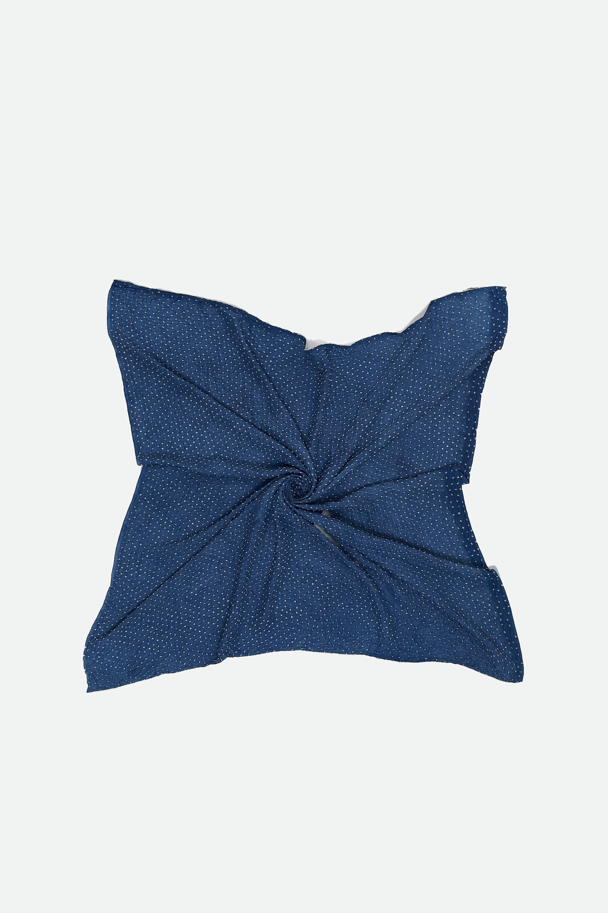 Medium Indigo Silk Bandhani Square Scarf