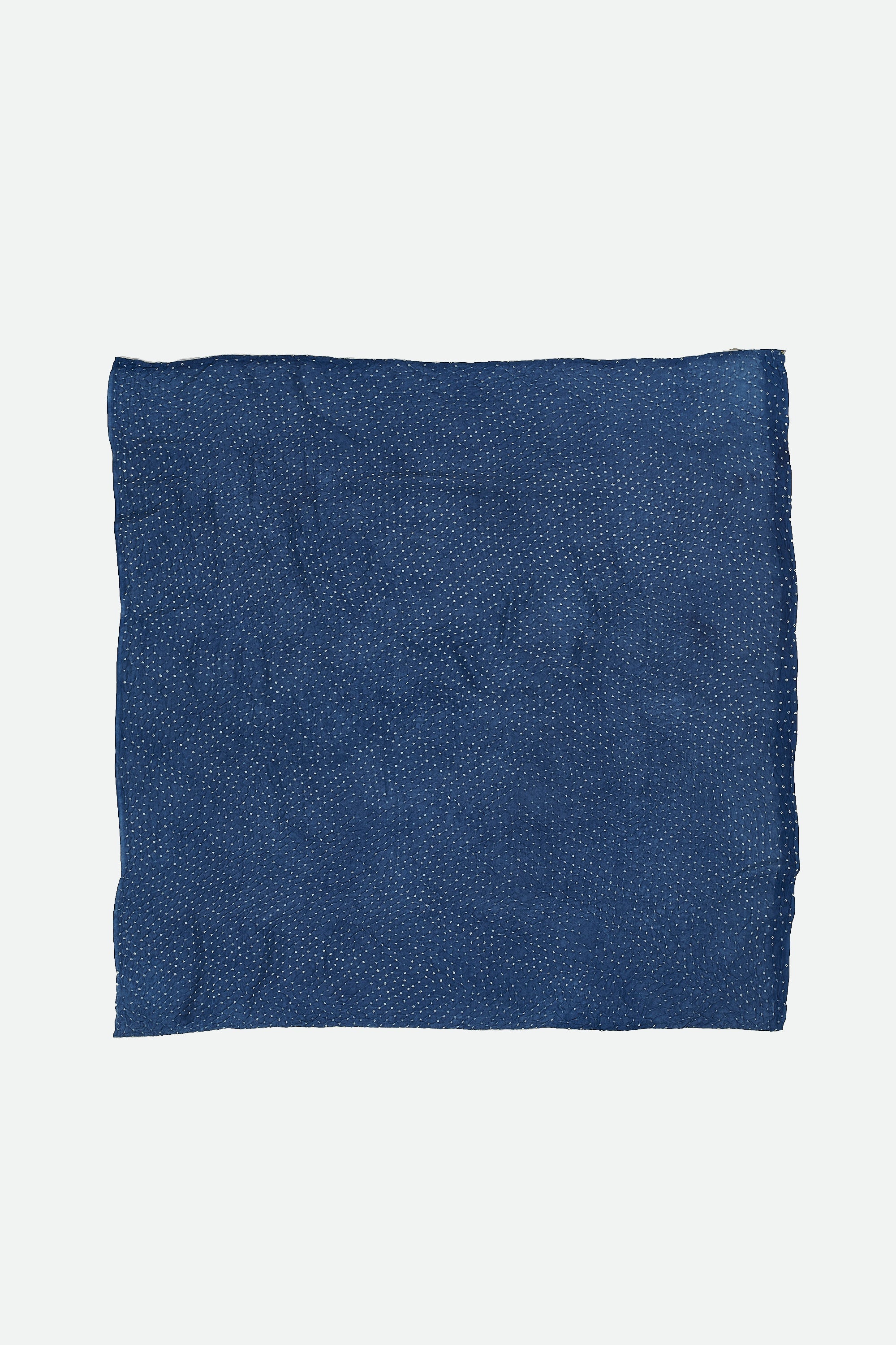 Medium Indigo Silk Bandhani Square Scarf