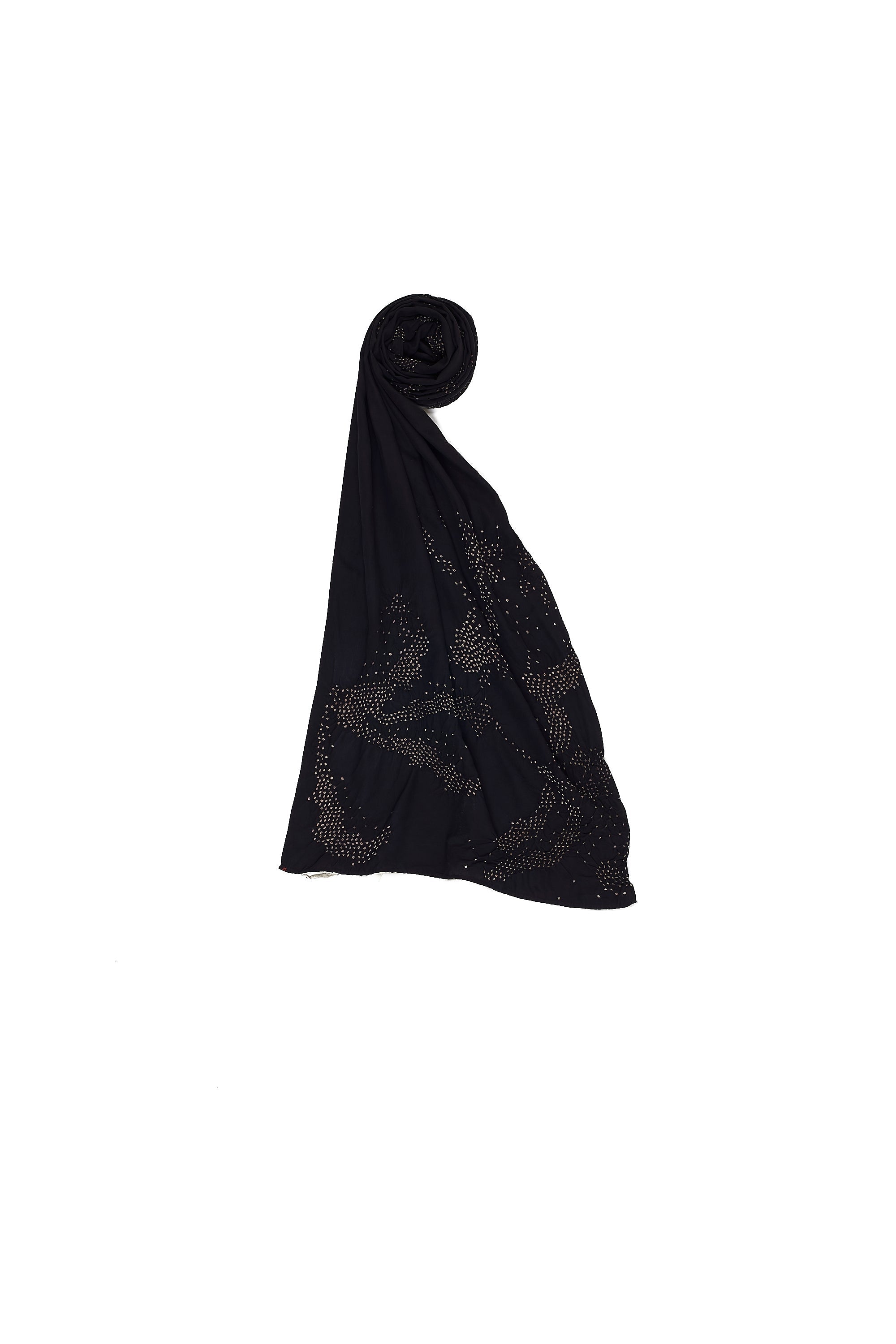 BLACK SILK BANDHANI SCARF