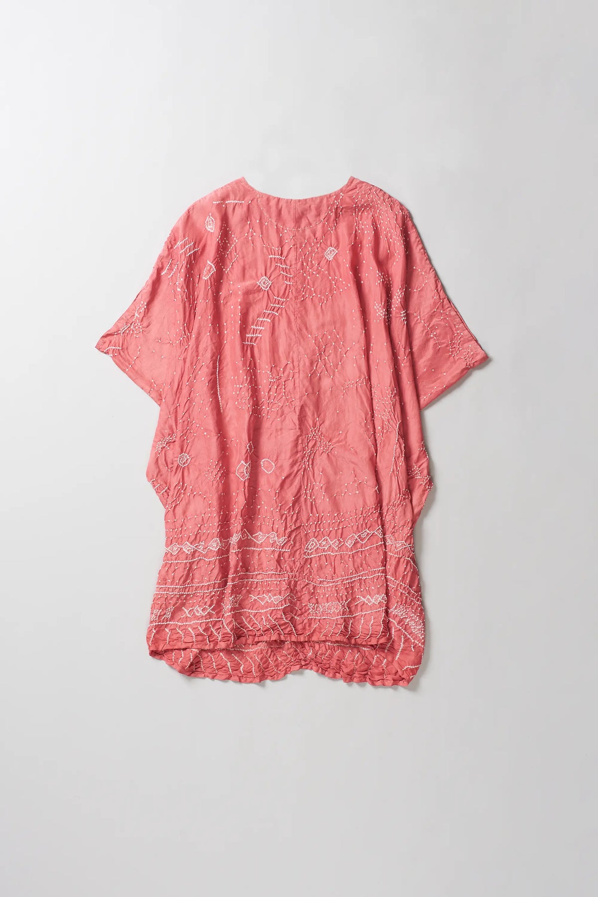 Pink Wood Draped Bandhani Dress