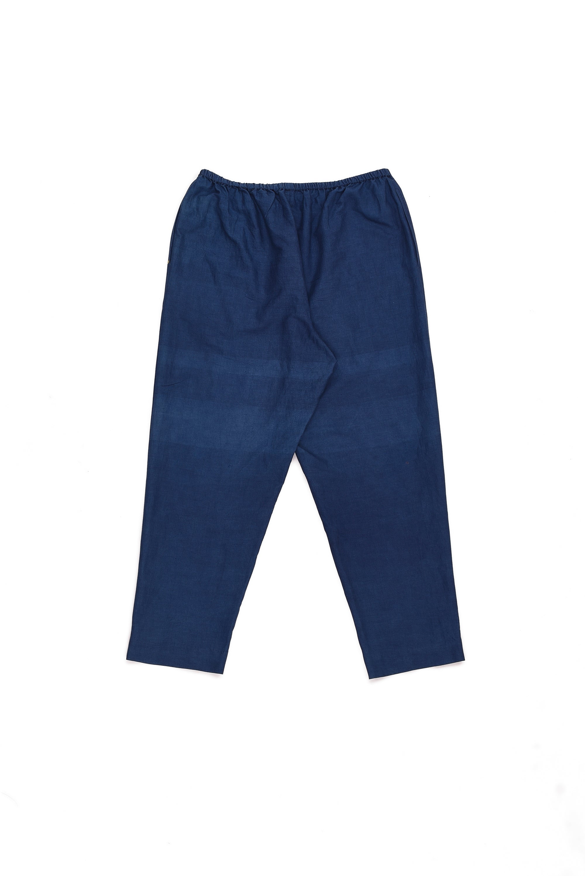 Medium Indigo Cotton Silk Blend Unisex Pants