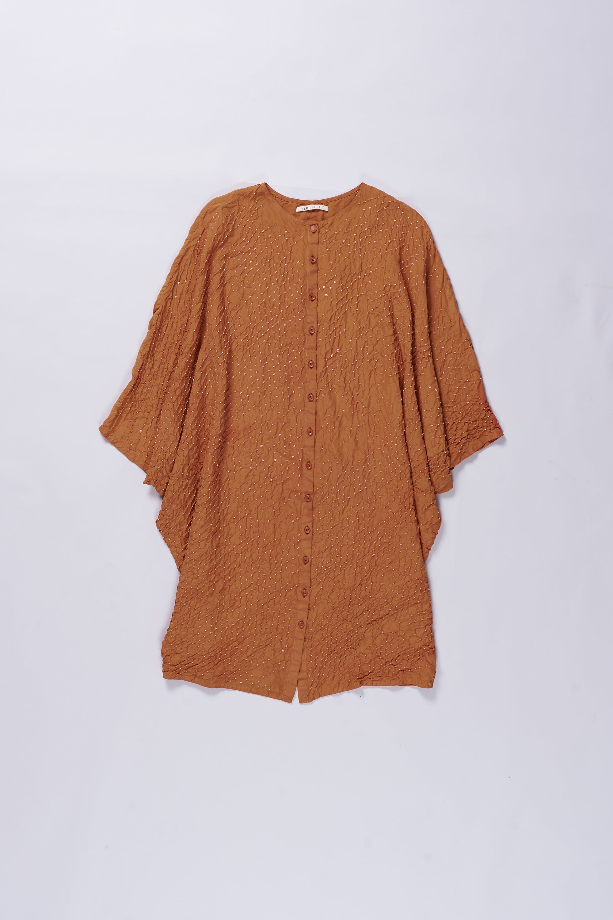 Orange Rust Bandhani Silk Dress