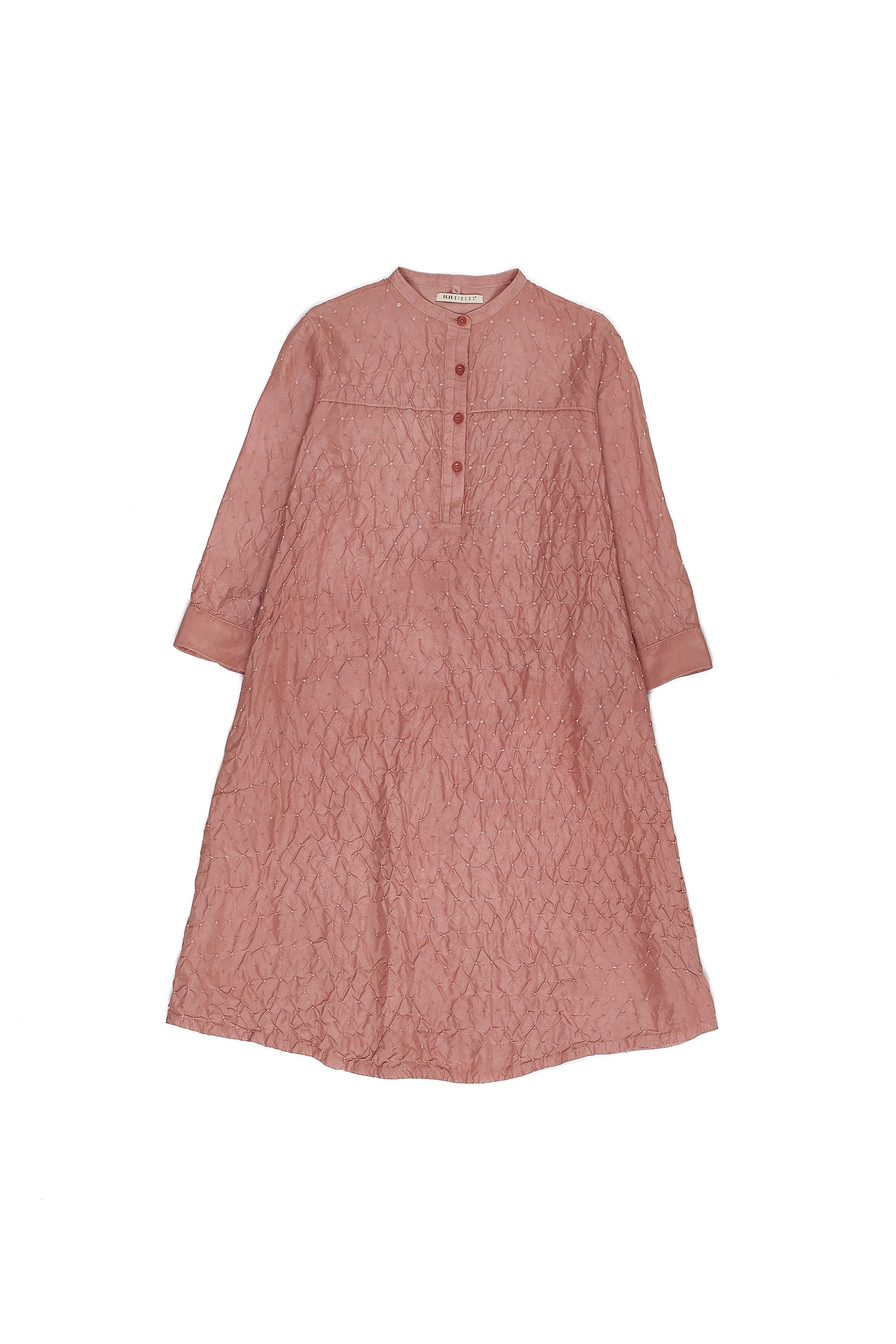 Chalk Pink Cotton Silk Blend Bandhani Dress